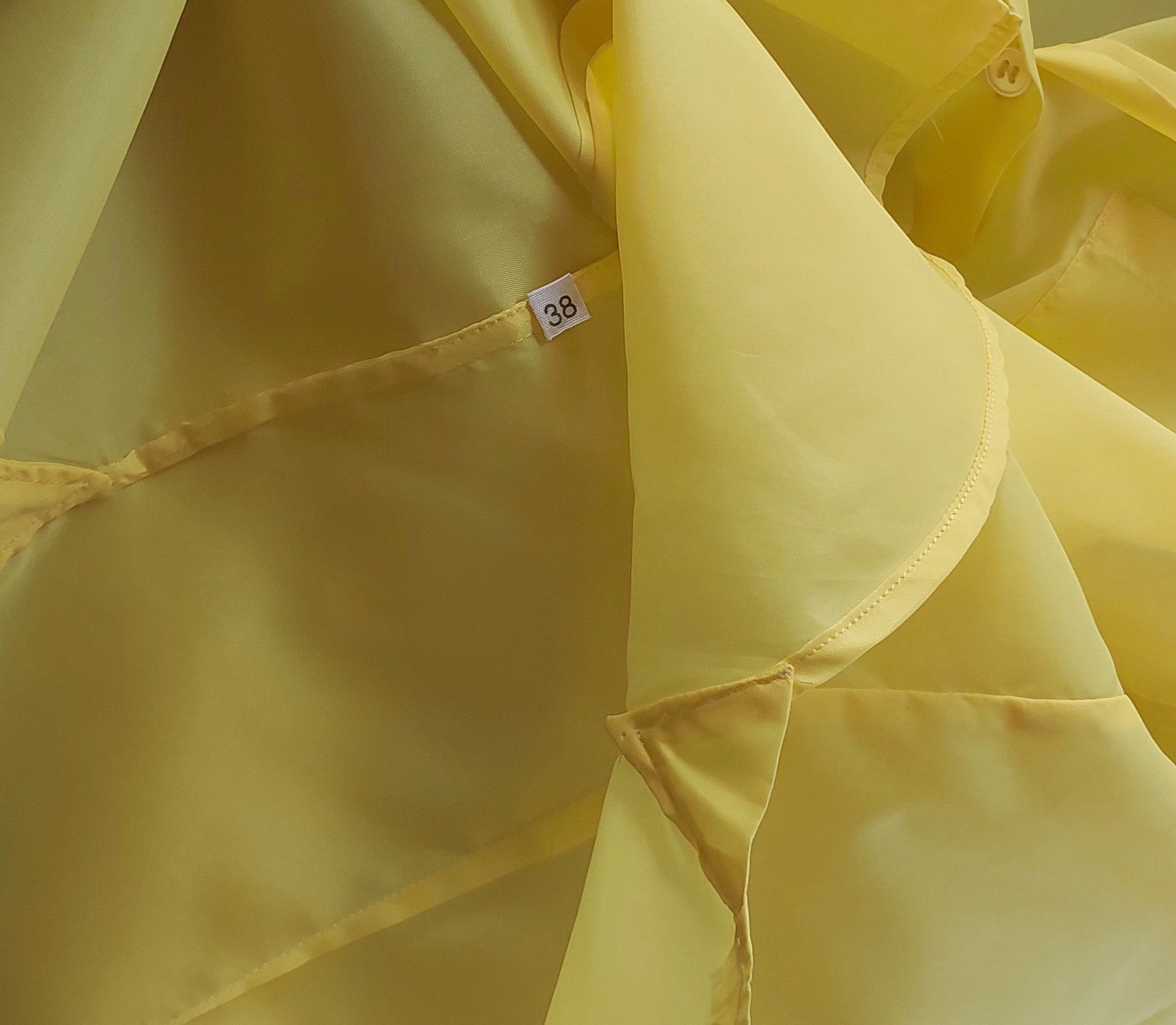Helmut Lang Vintage Bright Yellow Sheer Shirt with Contrast Collar Size XS / US 0-2 / IT 36-38 - 8 Thumbnail