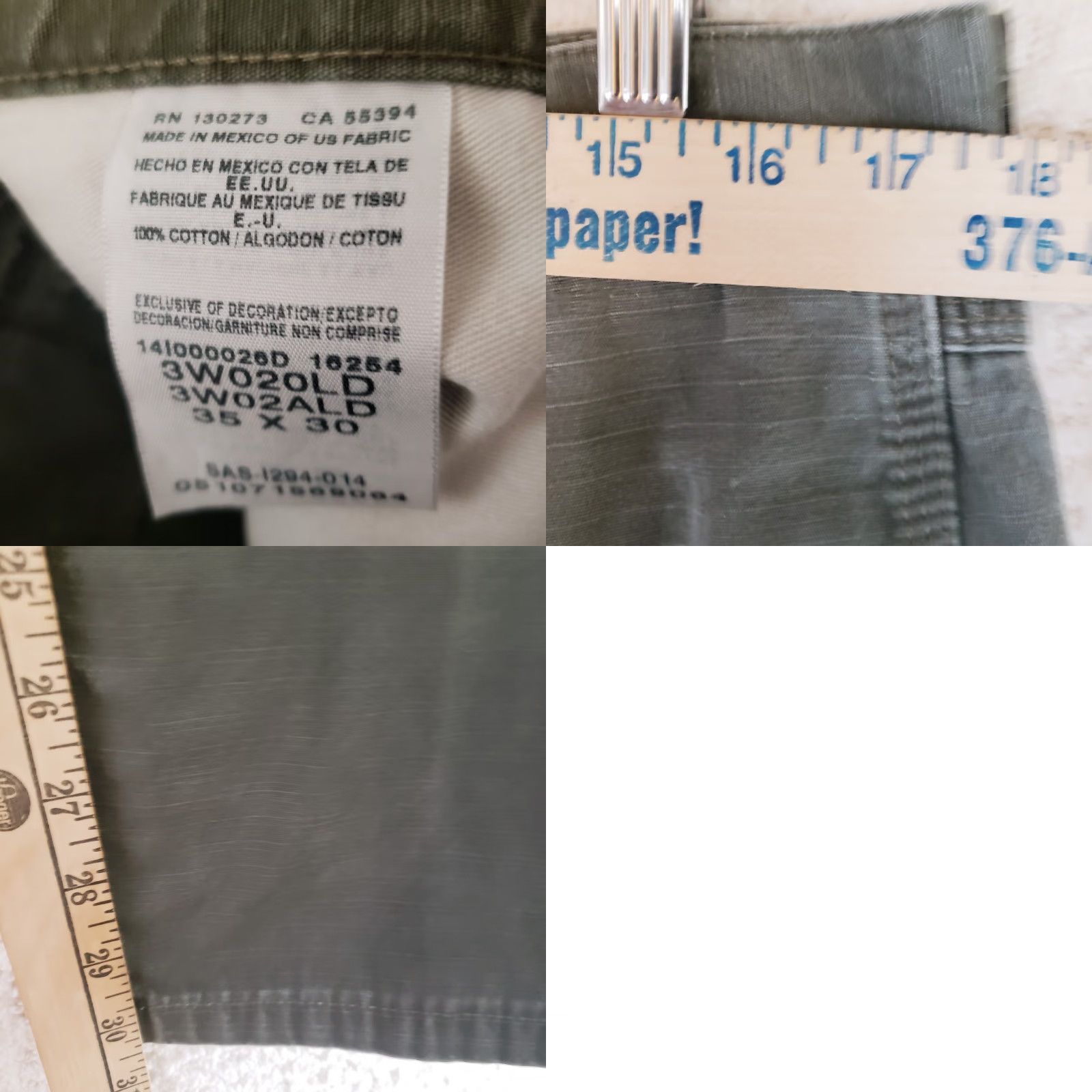 Wrangler VINTAGE Wrangler RIGGS Workwear Mens Brown Carpenter Work Pants 35X30 Green Ripstop Size US 35 - 11 Thumbnail