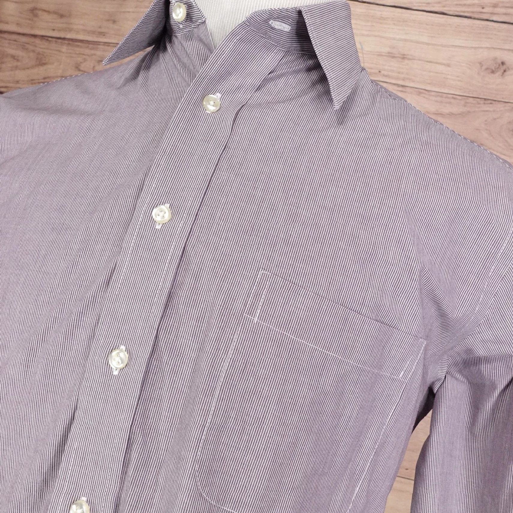 Stafford Stafford Performance Dress Shirt 16 34/35 Stripe Broadcloth Classic Fit Men Shirt Size 42R - 2 Thumbnail