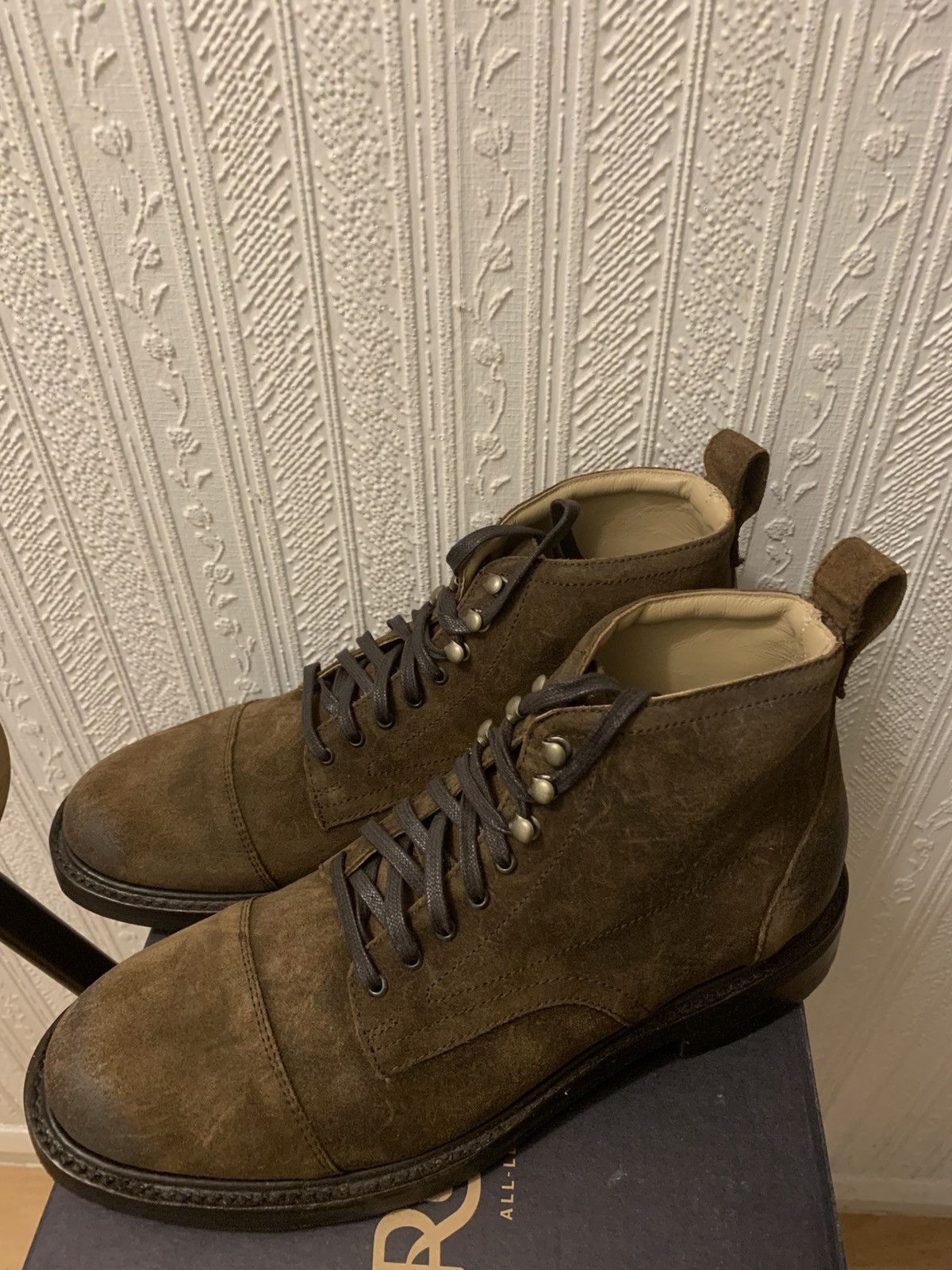 Rhodes Rhodes Portland Boots - Brown Rough Out Burnished Leather Size US 11.5 / EU 44-45 - 3 Thumbnail