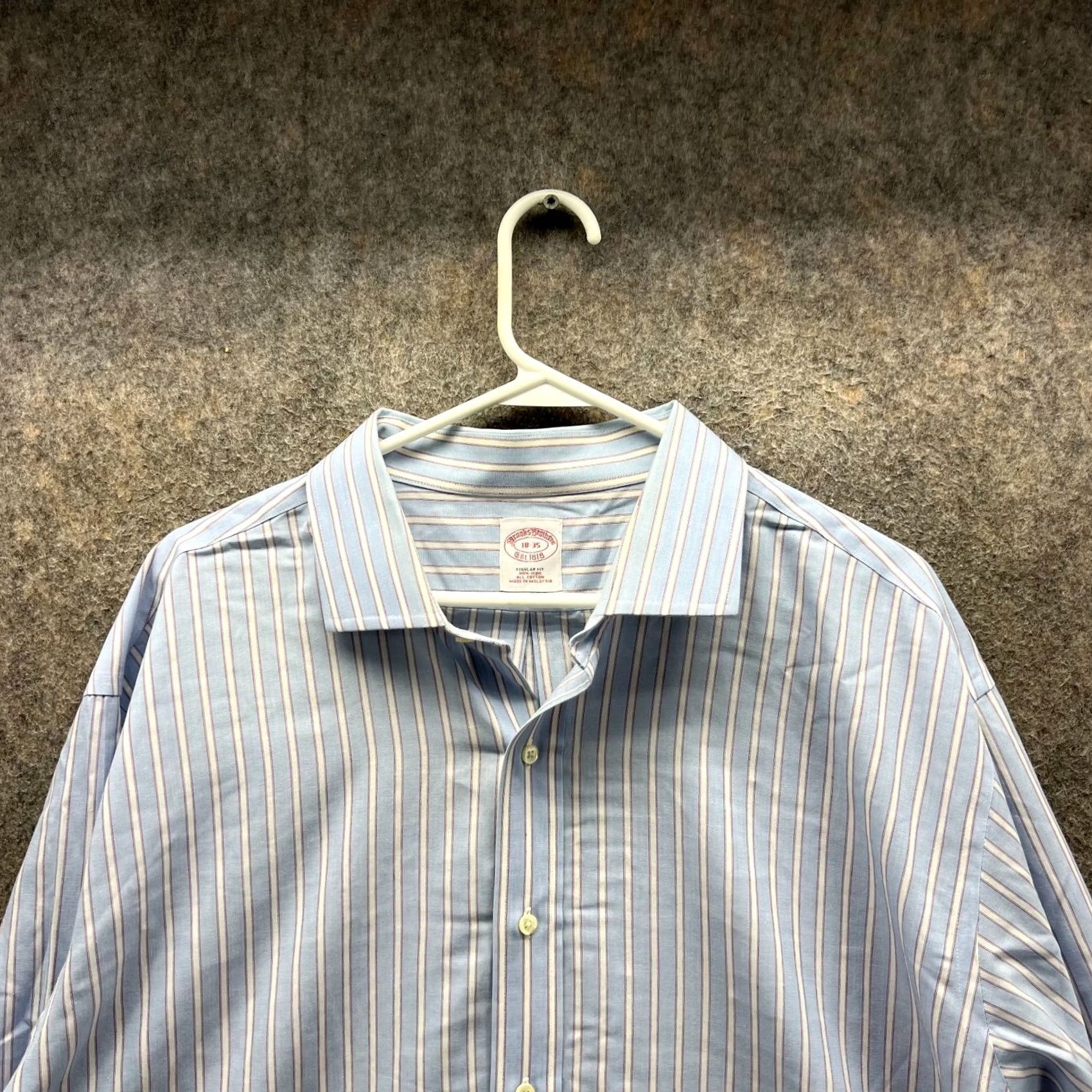 Brooks Brothers Brooks Brothers Shirt Mens 18 35 Blue Striped Oxford Button Down Preppy OCBD Shirt Size US XXL / EU 58 / 5 - 7 Thumbnail