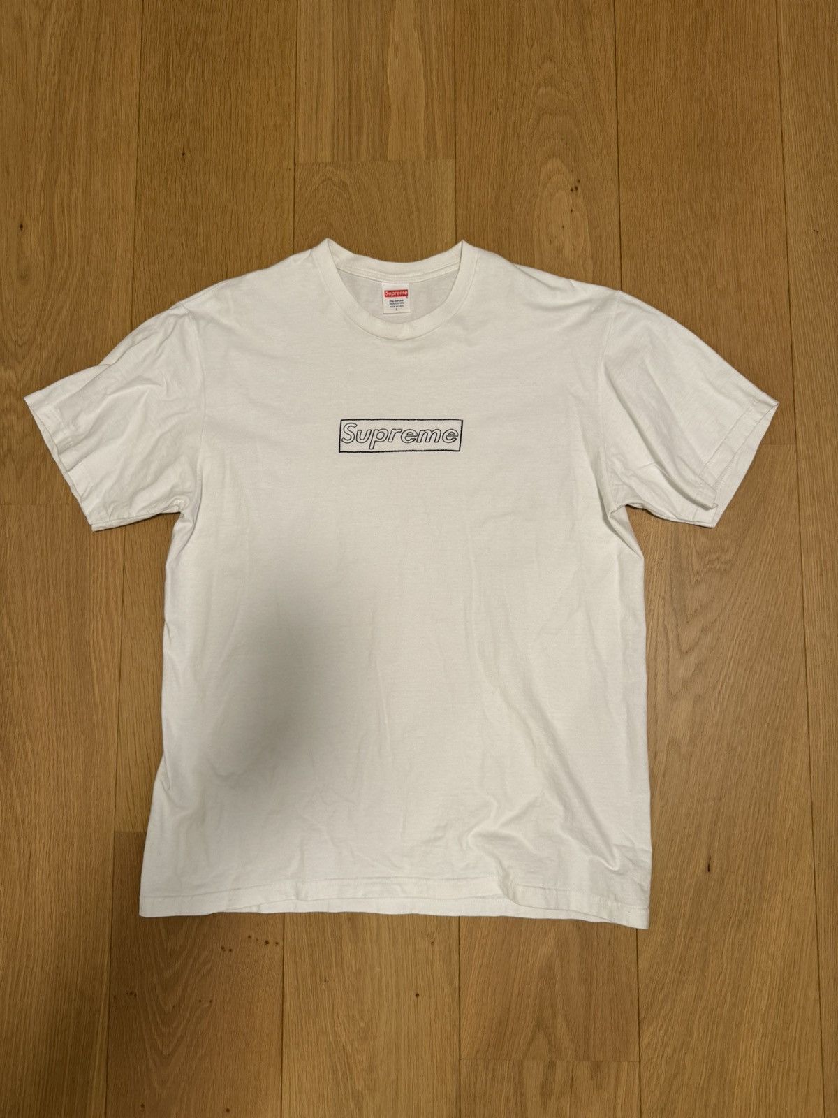 Kaws × Supreme Supreme KAWS Chalk Logo Tee White Large | Grailed