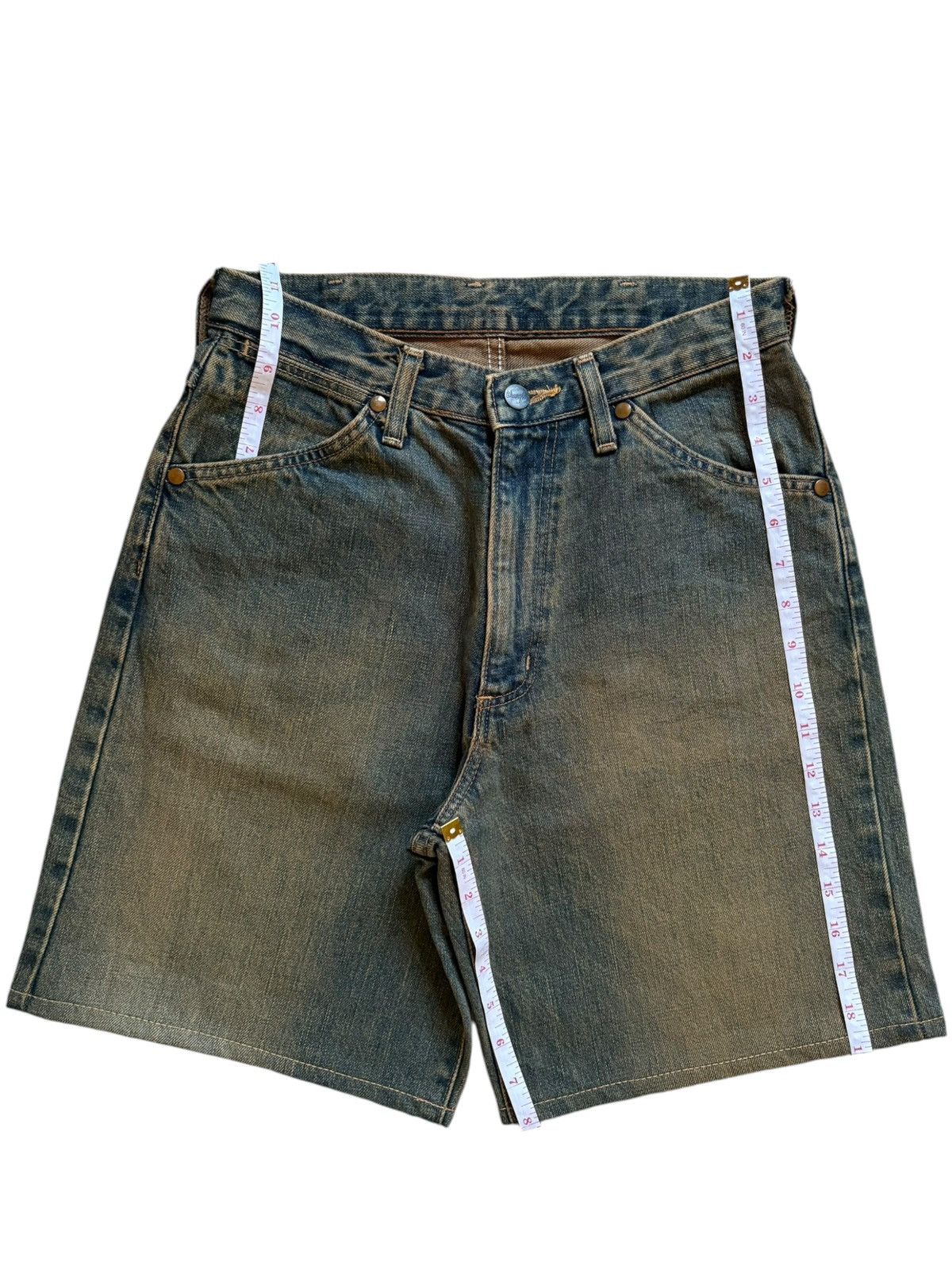 Wrangler Vintage Wrangler Blue Bell Selvedge Mud Wash Jean Short Size US 27 - 16 Thumbnail