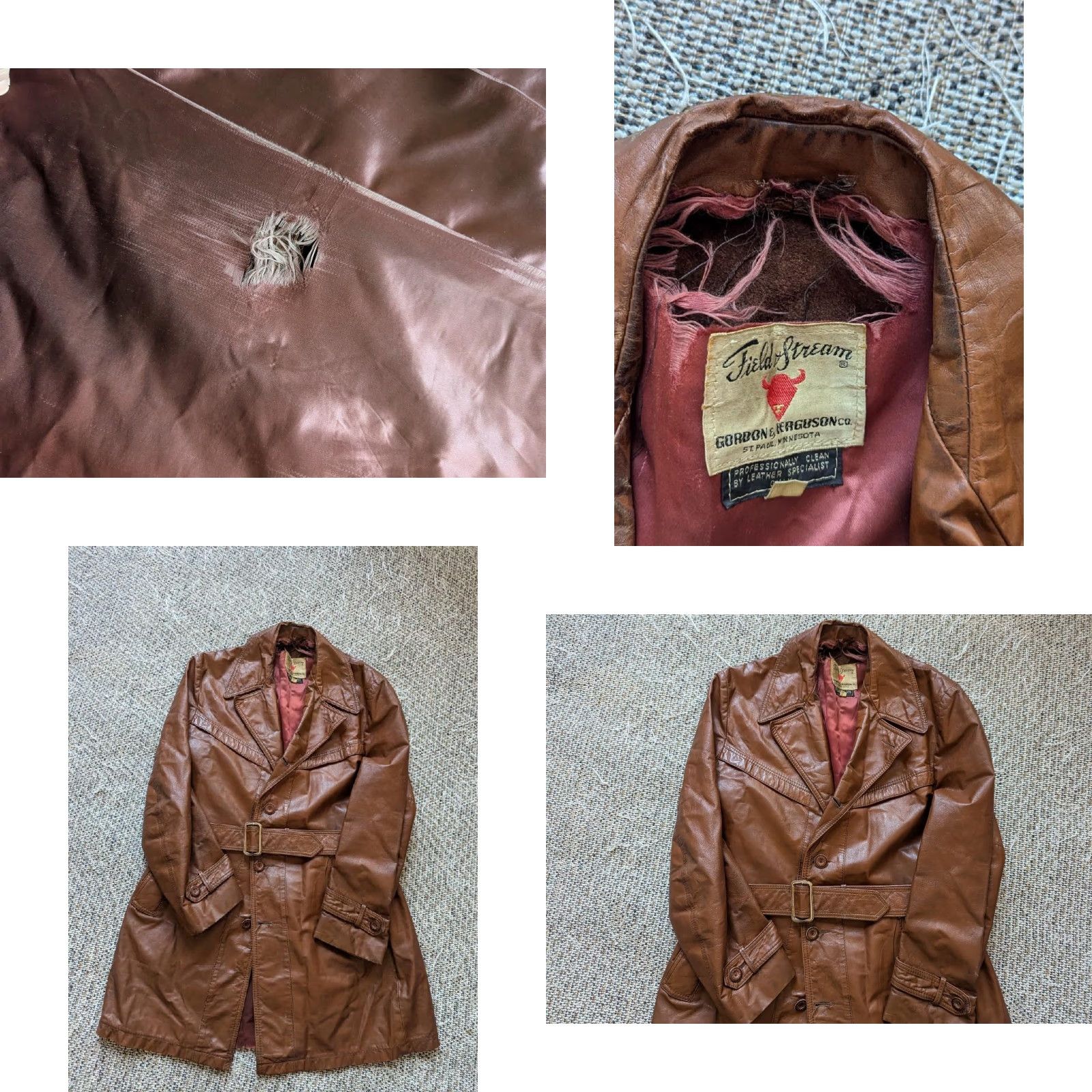 Vintage VINTAGE brown leather TRENCH COAT belted 42 M Field & Stream Coat Men XS-XL? Size US M / EU 48-50 / 2 - 8 Thumbnail
