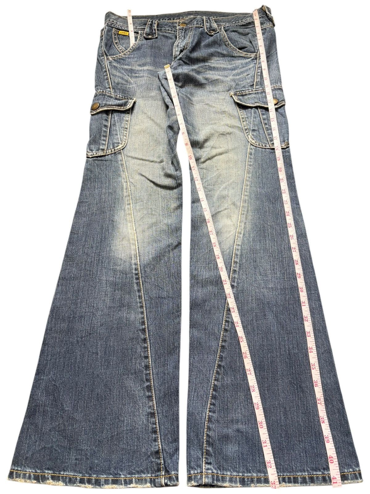 Lee Vintage Lee Riders Distressed Cargo Flare Jeans Size 32" / US 10 / IT 46 - 7 Thumbnail