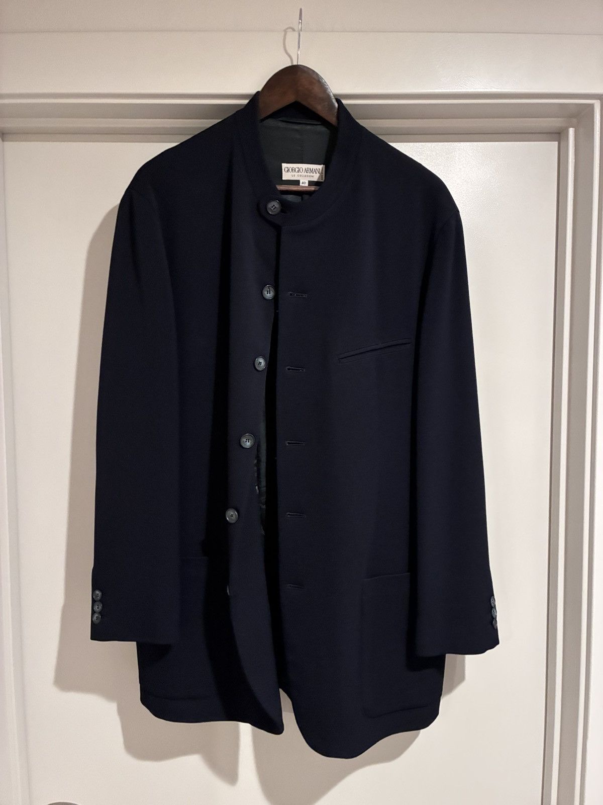 mandarin collar blazer
