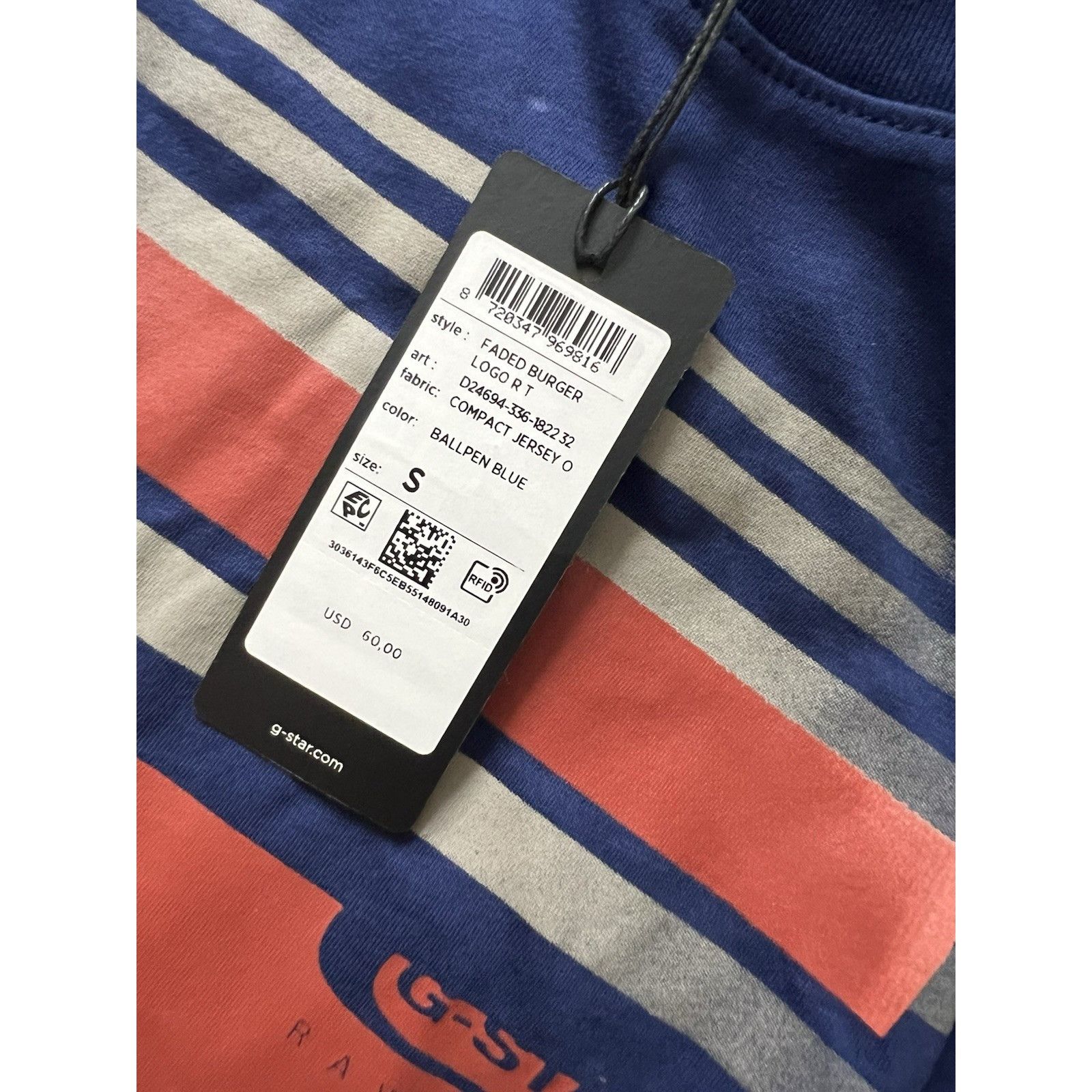 G-Star G-Star Raw Mens Faded Burger T-Shirt Bullpen Blue $60 Size S Size US S / EU 44-46 / 1 - 5 Thumbnail