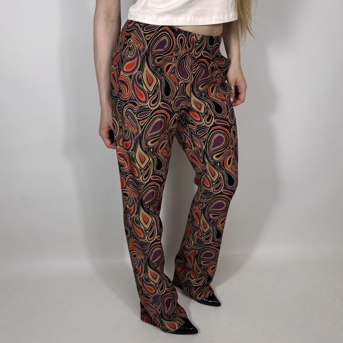 Vintage Raffaello Rossi Paisley Abstract Print Luxury Style Pants Size 27" / US 4 / IT 40 - 1 Thumbnail