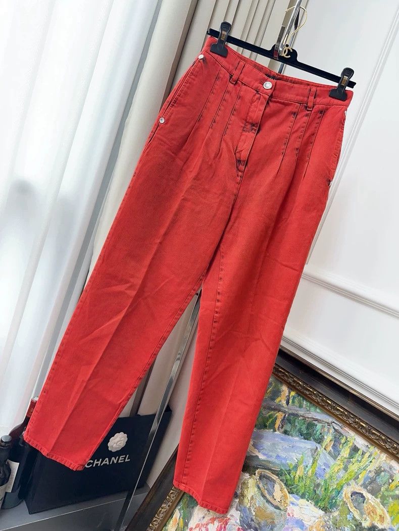 Other Chanel 20s spring and summer red old vintage jeans Size 25" / US 0 / IT 36 - 1 Thumbnail