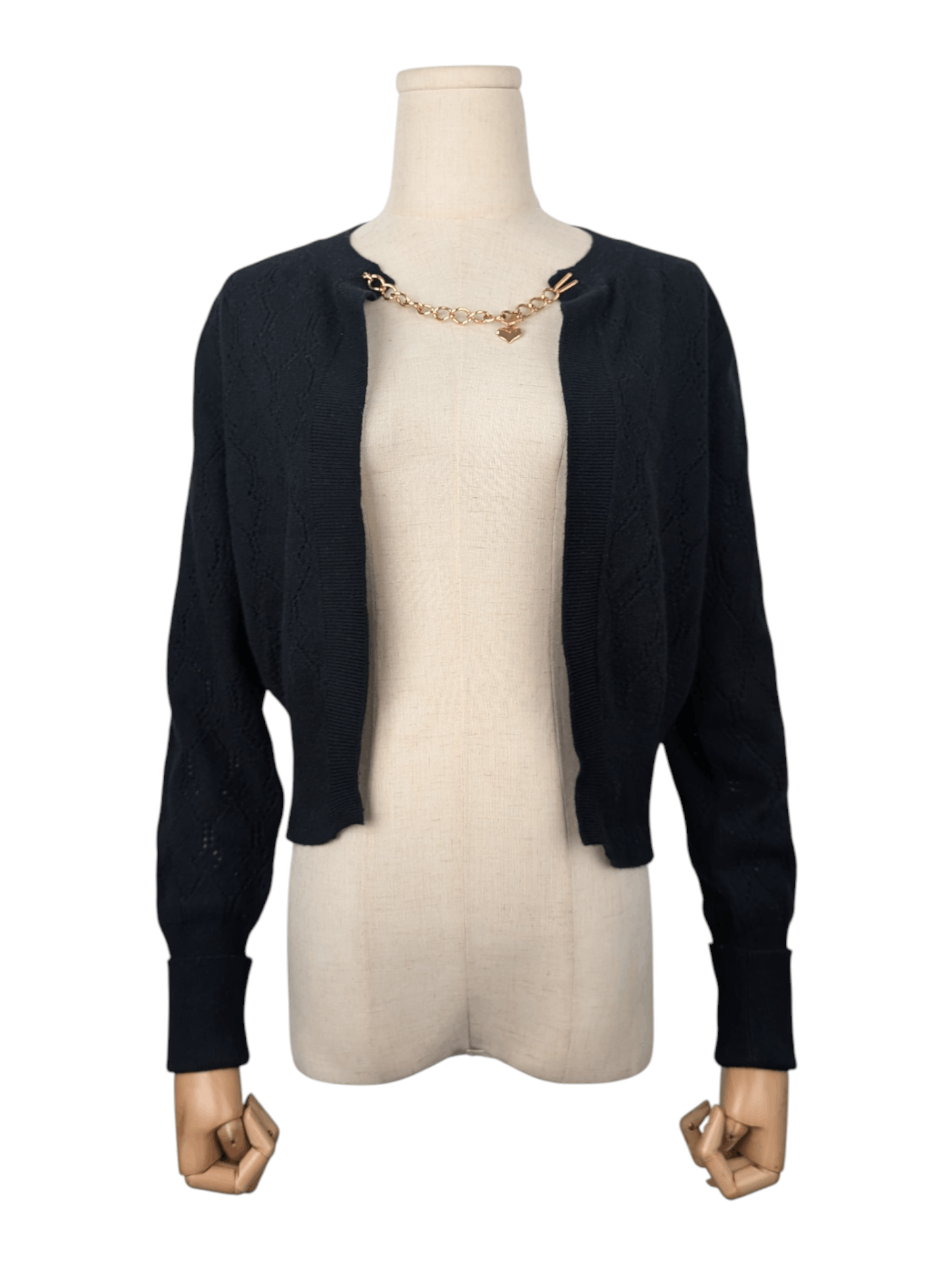 Louis Vuitton Black Open Cardigan With Gold Chain