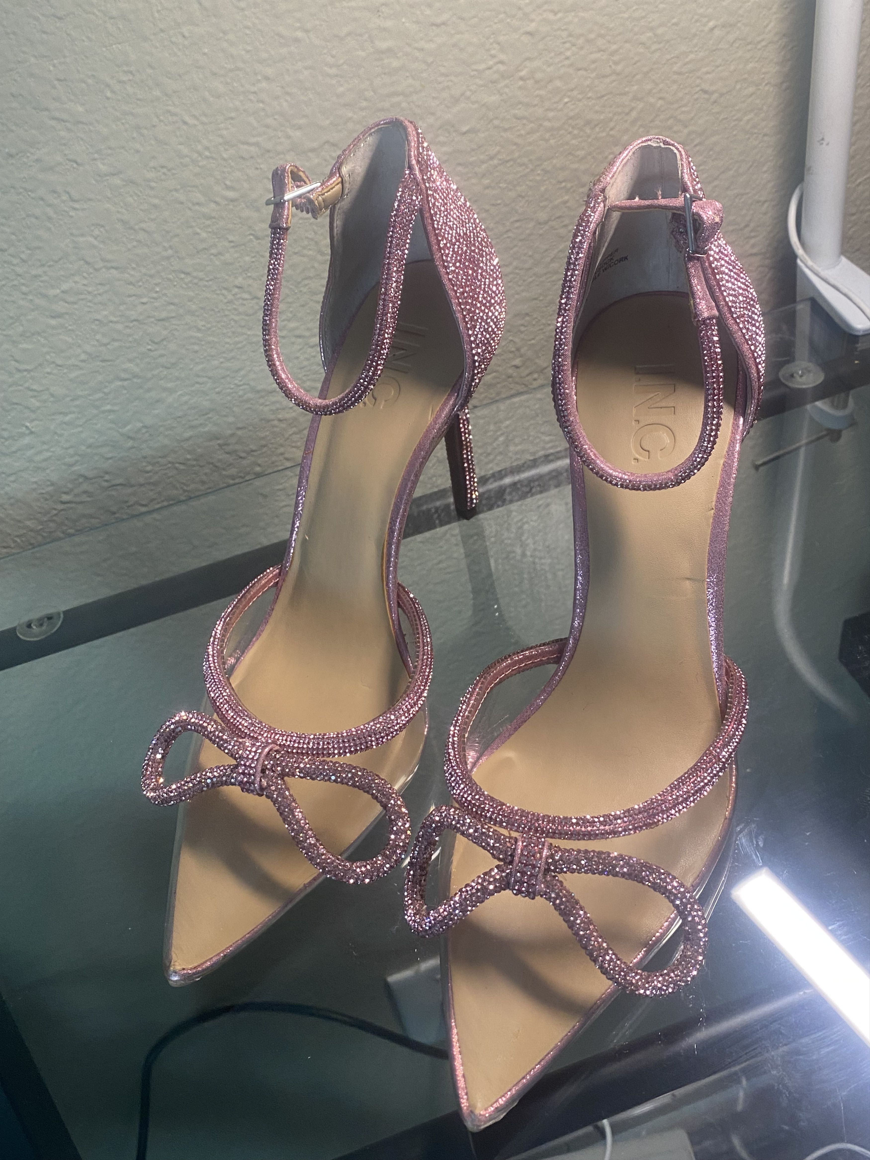 I.N.C INC Pink Rhinestone Bow Pointed Heels Size US 9 / IT 39 - 4 Thumbnail