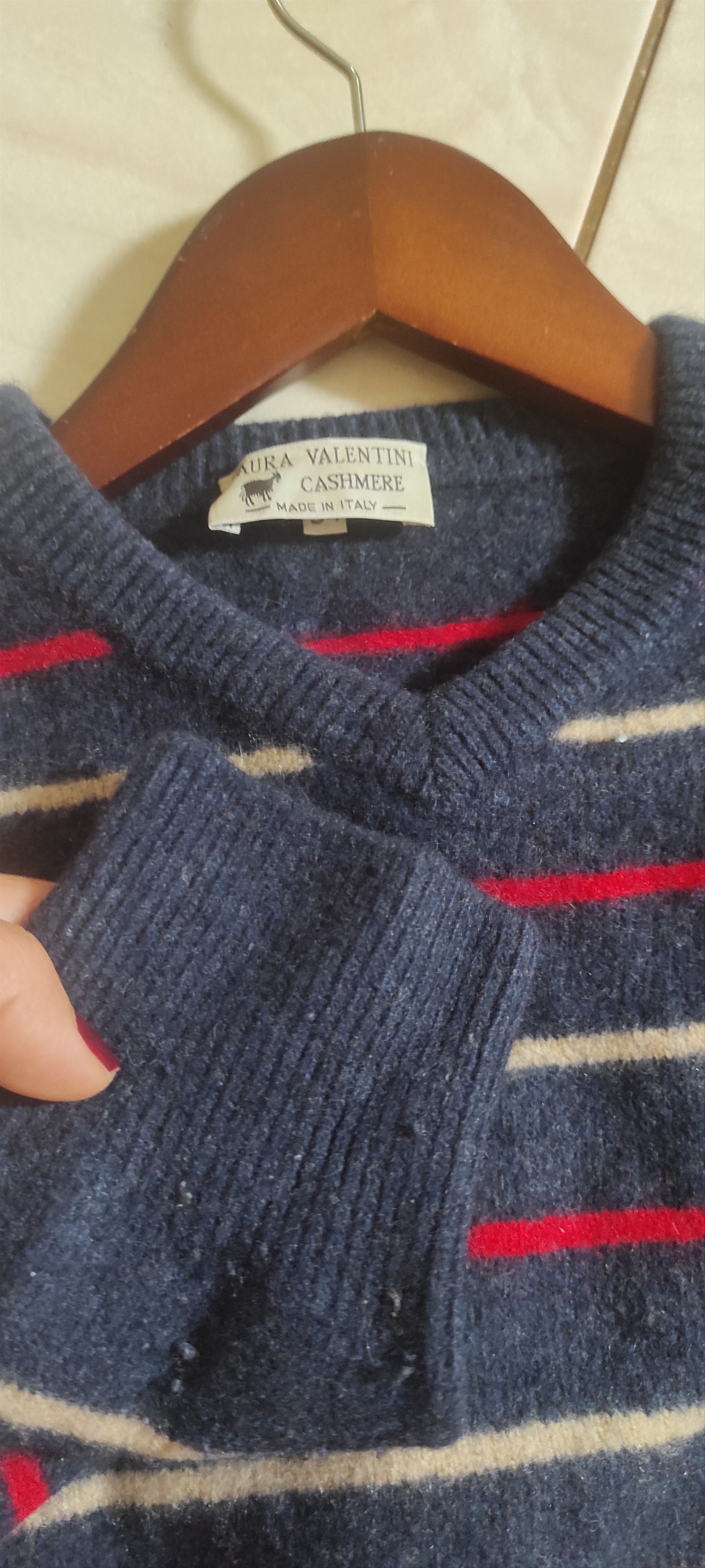 Other Laura Valentini Cashmere Striped Sweater Size M Made Italy Size US M / EU 48-50 / 2 - 6 Thumbnail