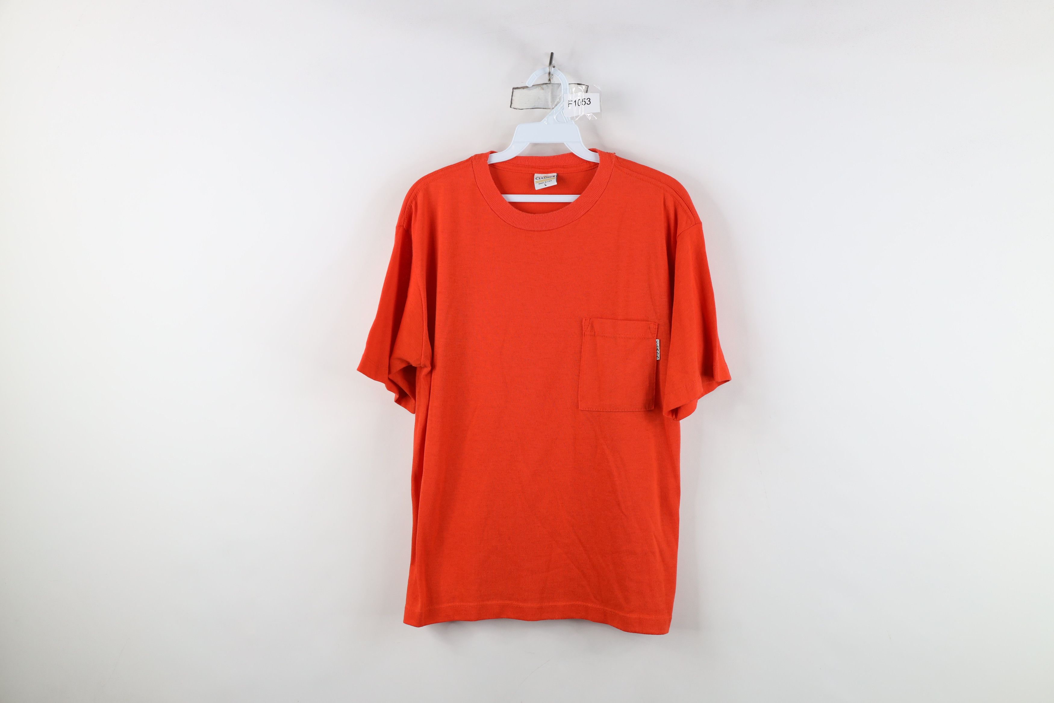 Vintage Vintage 70s Streetwear Thin Blank Pocket T-Shirt Orange USA Size L / US 10 / IT 46 - 1 Thumbnail