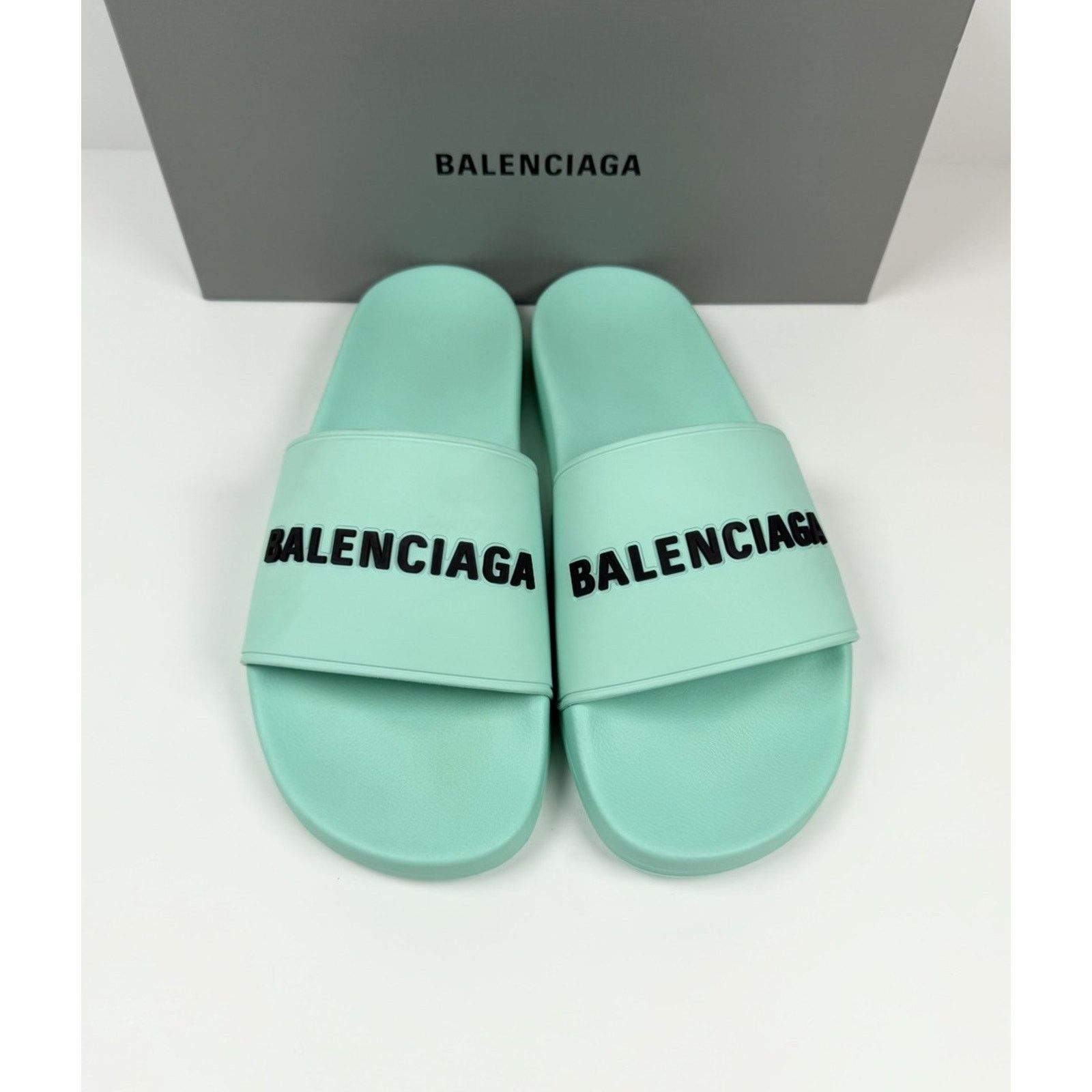 Balenciaga Size 11 - Balenciaga Mint Rubber Pool Sandals NEW! Size US 11 / EU 44 - 2 Thumbnail