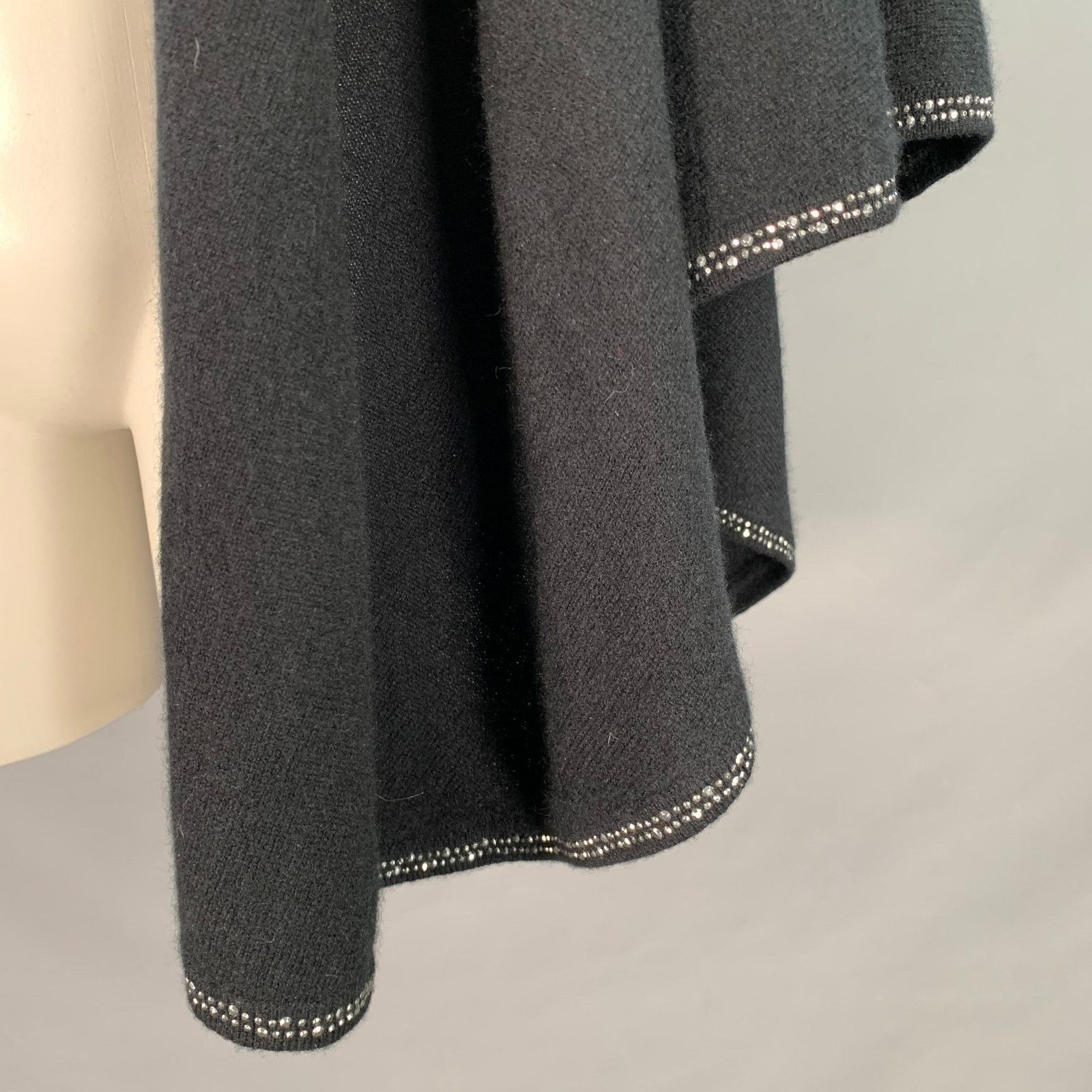 Other Black Silver Knit Cashmere Rhinestone Trim Scarf Shawl Size ONE SIZE - 2 Thumbnail
