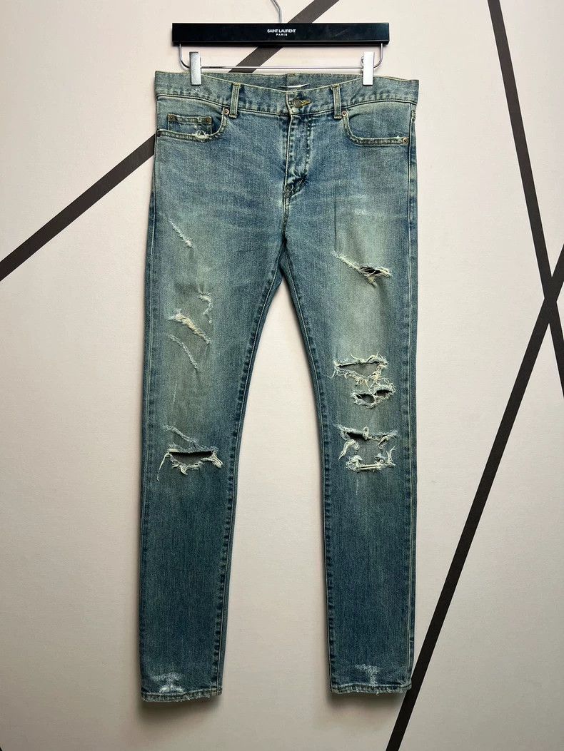 Saint Laurent Paris saint Laurent paris15 Fall/Winter Washed Blue Wrecking Jea Size US 32 / EU 48 - 1 Thumbnail
