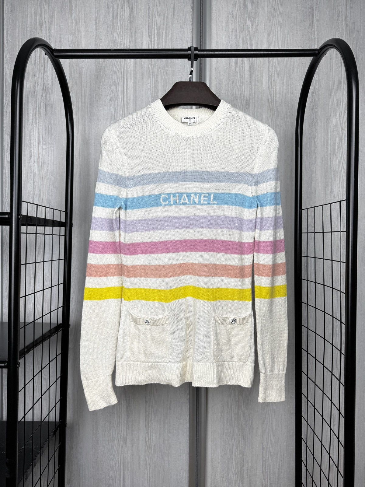 Chanel CHANEL 19c "La Pausa" Striped Multi Cashmere sweater Jumper Size XS / US 0-2 / IT 36-38 - 1 Thumbnail