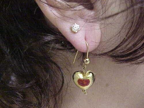 Other works of Art, Vintage Blue Red Enamel 14k Gold Earings Size ONE SIZE - 2 Thumbnail