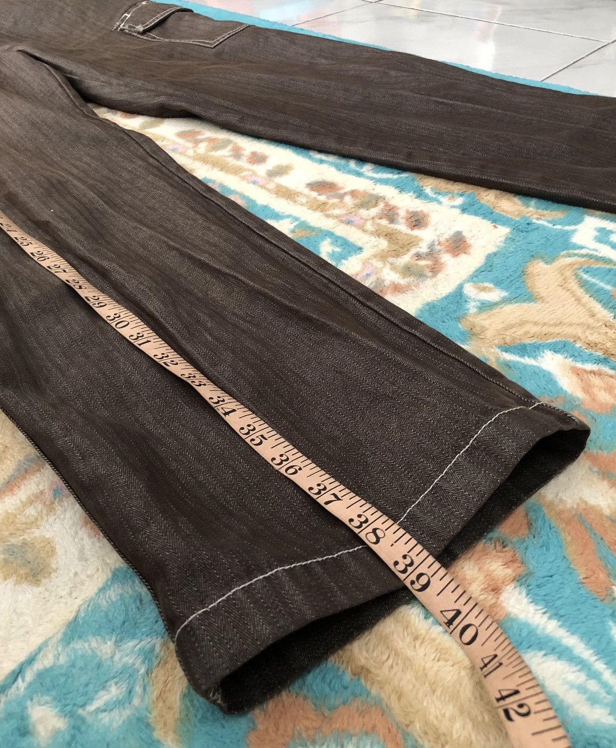 Japanese Brand HERRINGBONE CARGO JEANS Size US 36 / EU 52 - 3 Thumbnail