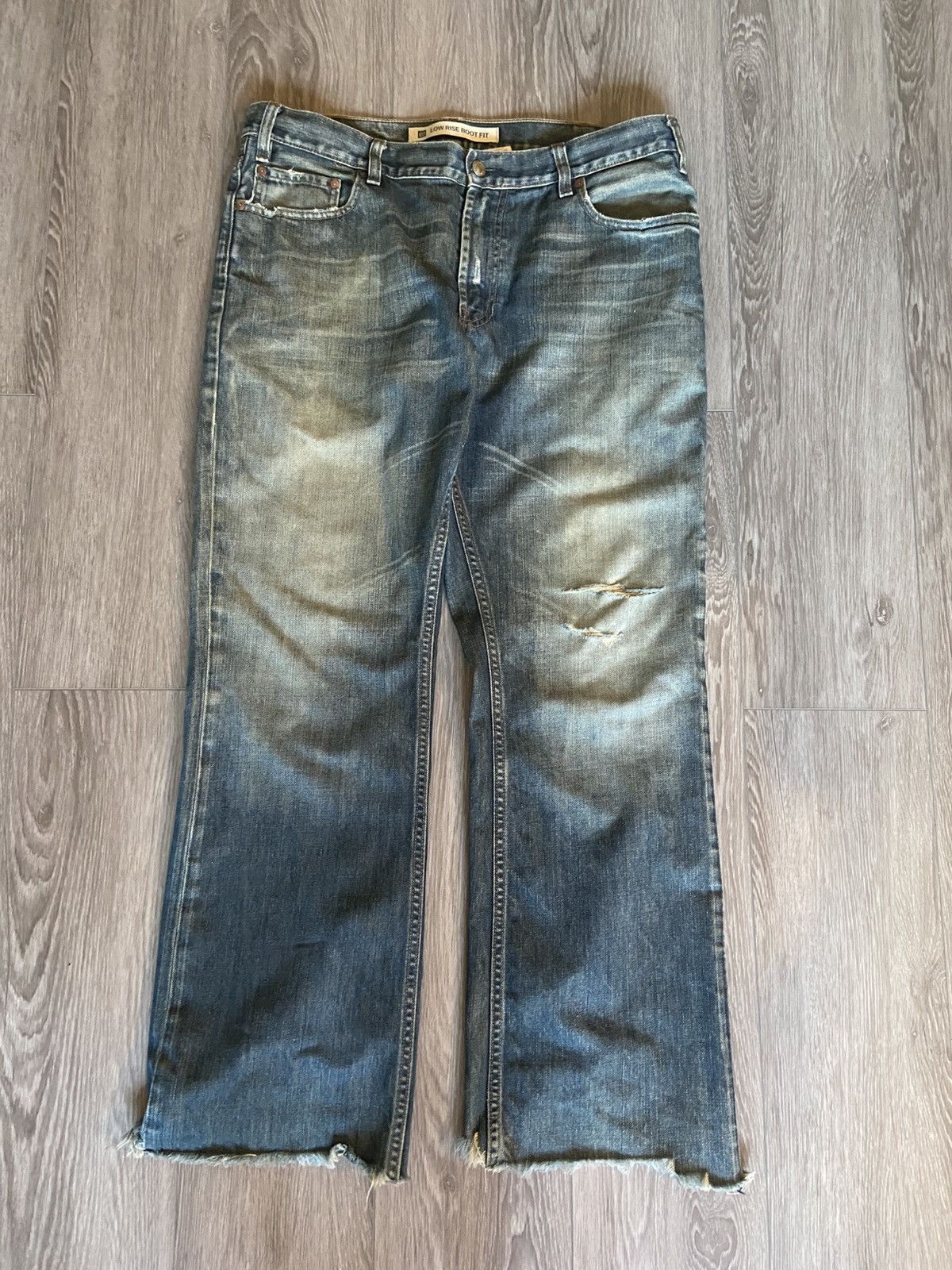 archive 00s Y2k Flare Jeans XL Fade Wash Vintage Y2k Dark Wash 