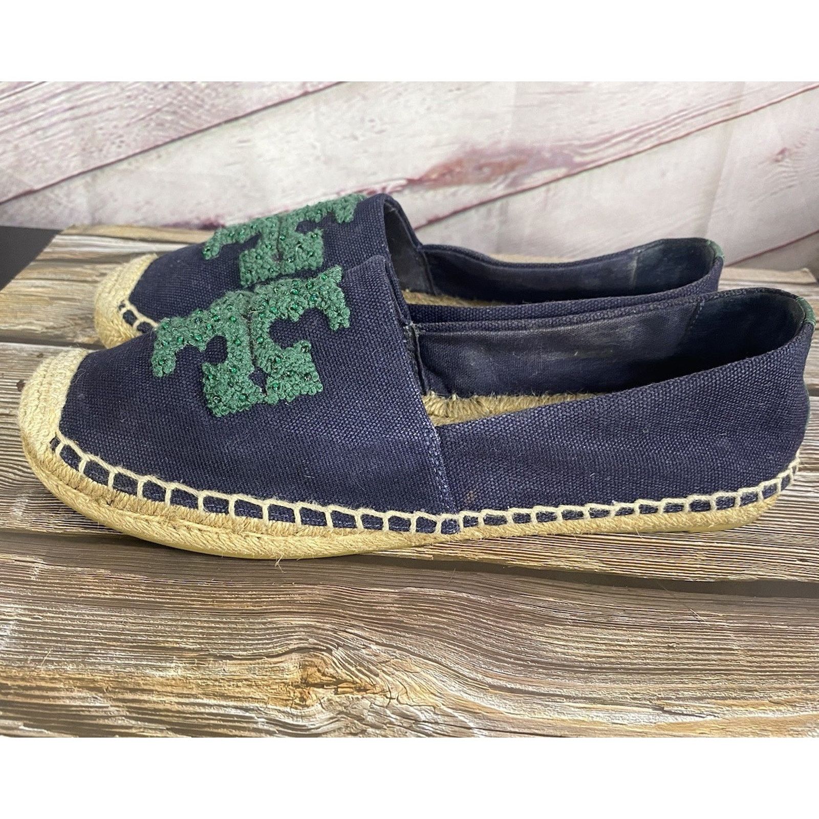 Tory Burch Tory Burch Elisa Logo Flat Espadrille Navy/GreenFlats -6.5 Size US 6.5 / IT 36.5 - 2 Thumbnail