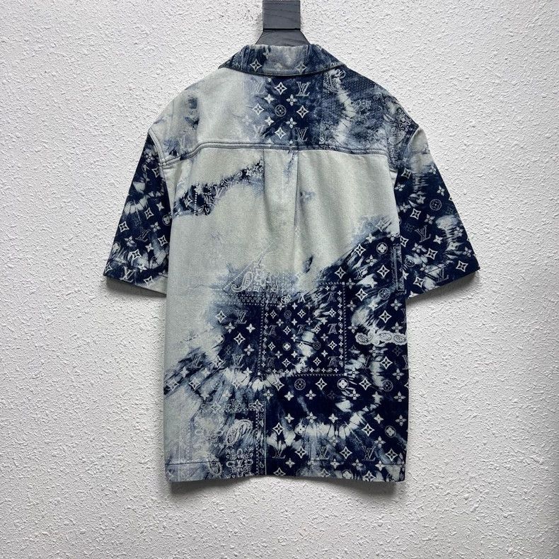 Louis Vuitton Louis Vuitton Cashew Flower Full Logo Denim Short Sleeve Sh Size US L / EU 52-54 / 3 - 2 Thumbnail
