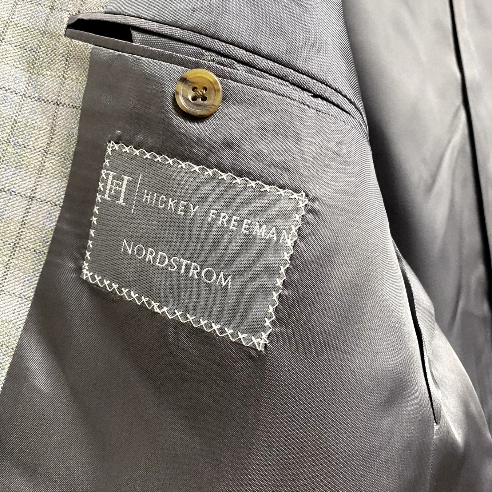 Hickey Freeman Hickey-Freeman 2 Button Plaid Grey Sports Coat Blazer Size 42L - 7 Thumbnail