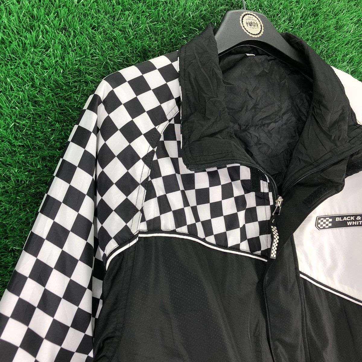 Japanese Brand × Vintage Vintage Checkerboard Zipper Jacket by Solio Black & White Size US M / EU 48-50 / 2 - 2 Thumbnail