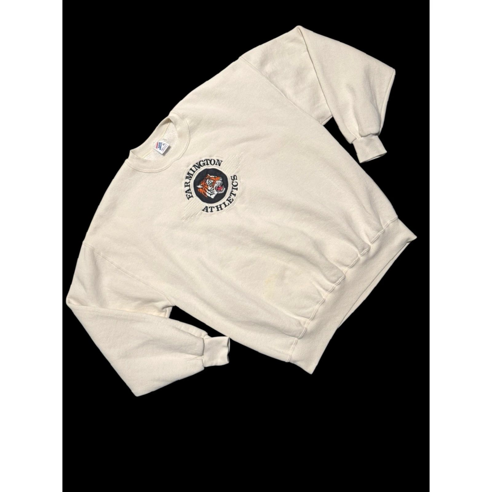 Jerzees VINTAGE Jerzees Farmington High-school Tigers Logo Sweatshirt XL White USA UNISEX Adults, Sweatshirt, Logo, Vintage, 90s? Size US XL / EU 56 / 4 - 3 Thumbnail