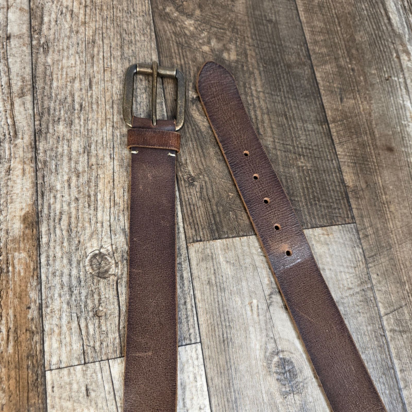 Vintage Vintage Brown Genuine Leather Belt Vintage Distressed Wester Size 40 - 2 Thumbnail