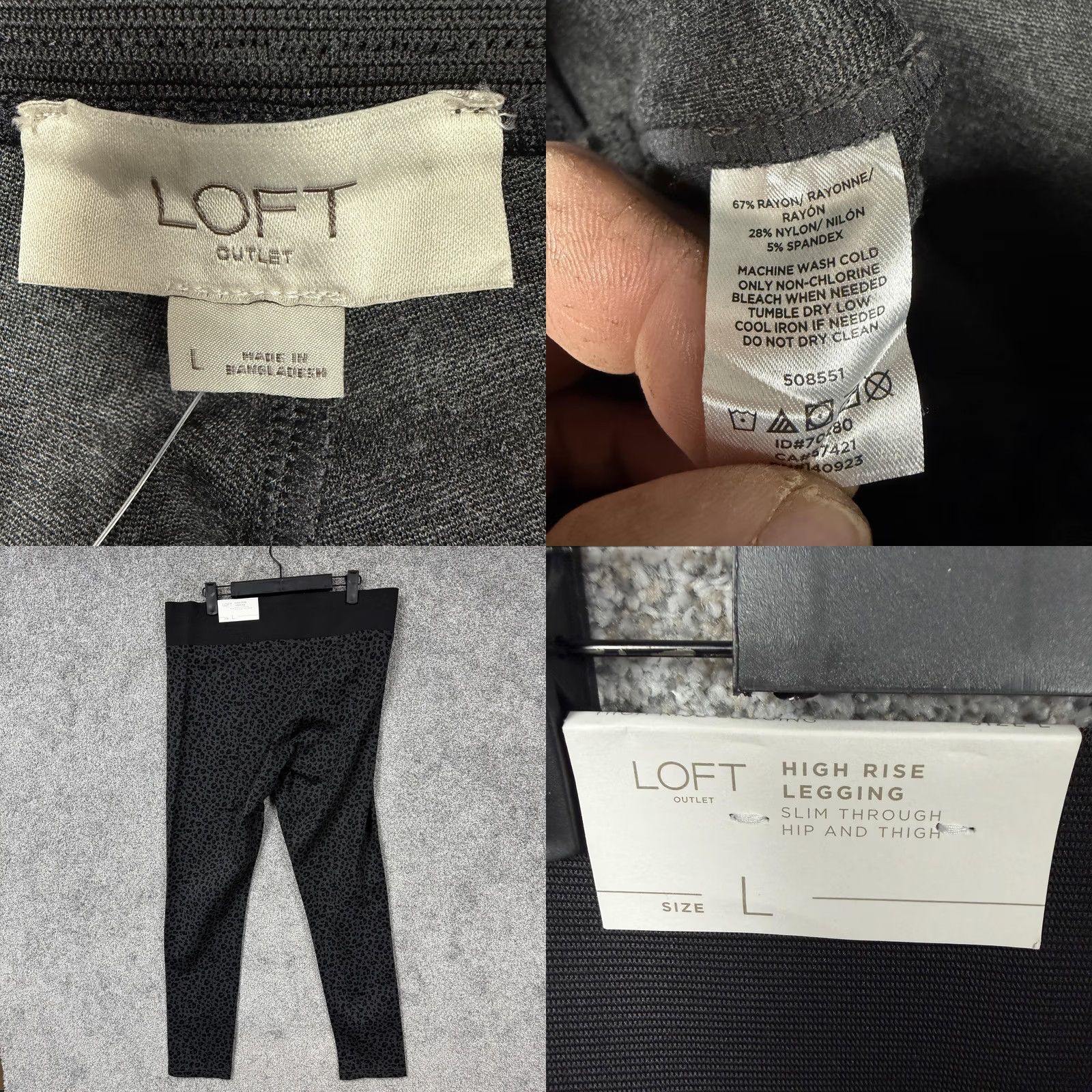Loft VINTAGE? No. LOFT High Rise Leggings Ankle Womens L Gray Black Leopard Animal Print Cotton? No. Size 36" / US 14 / IT 50 - 8 Thumbnail