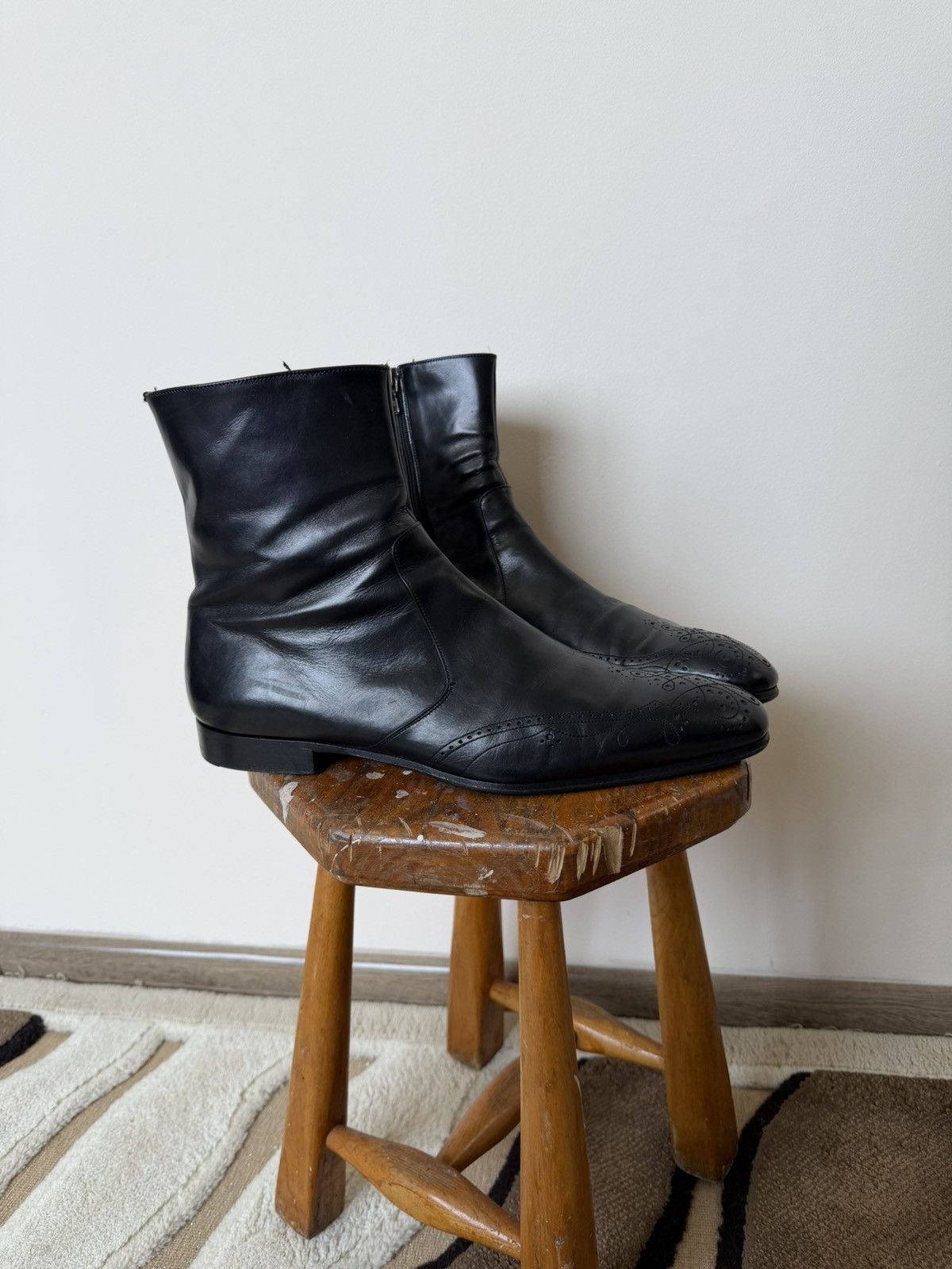 Prada Vintage Prada Black Leather Hi-Top Boots Y2K Luxury Size US 10 / EU 43 - 2 Thumbnail