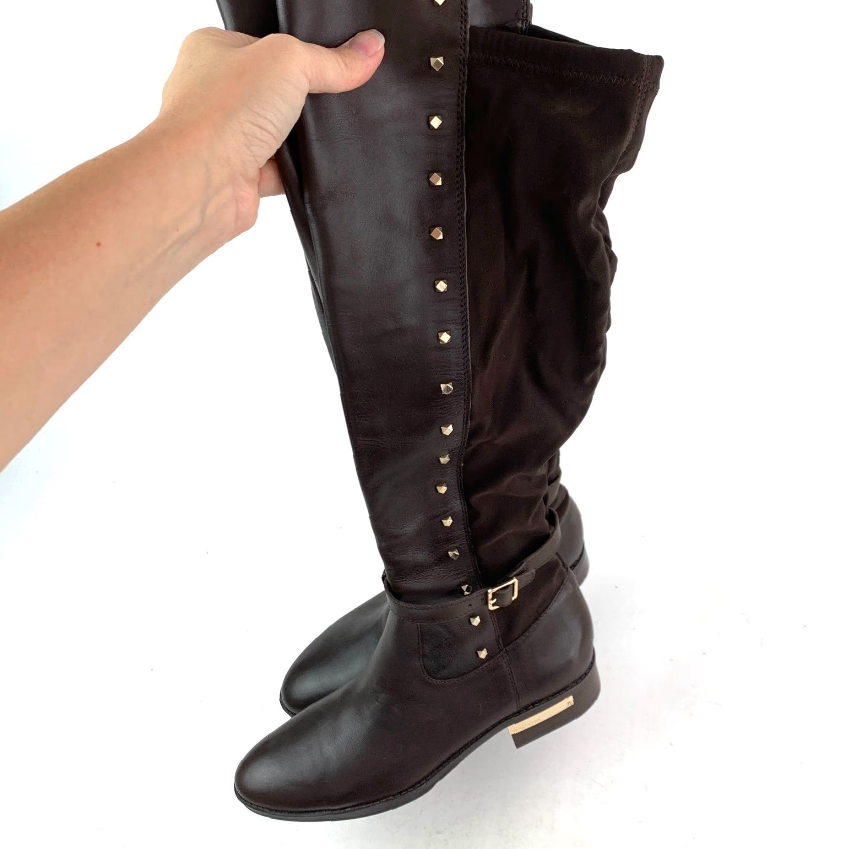 Vince Camuto Vince Camuto Pelda Tall Knee High Brown Leather Sock Boots Size 8.5 EU 38.5 Womens Size US 9 / IT 39 - 4 Thumbnail