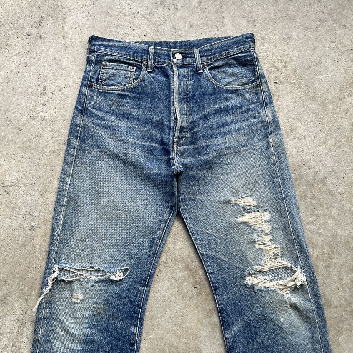 Levi's Vintage Levi’s 503 Big E Ripped Jeans Selvedge Denim Pants Size US 31 - 3 Thumbnail