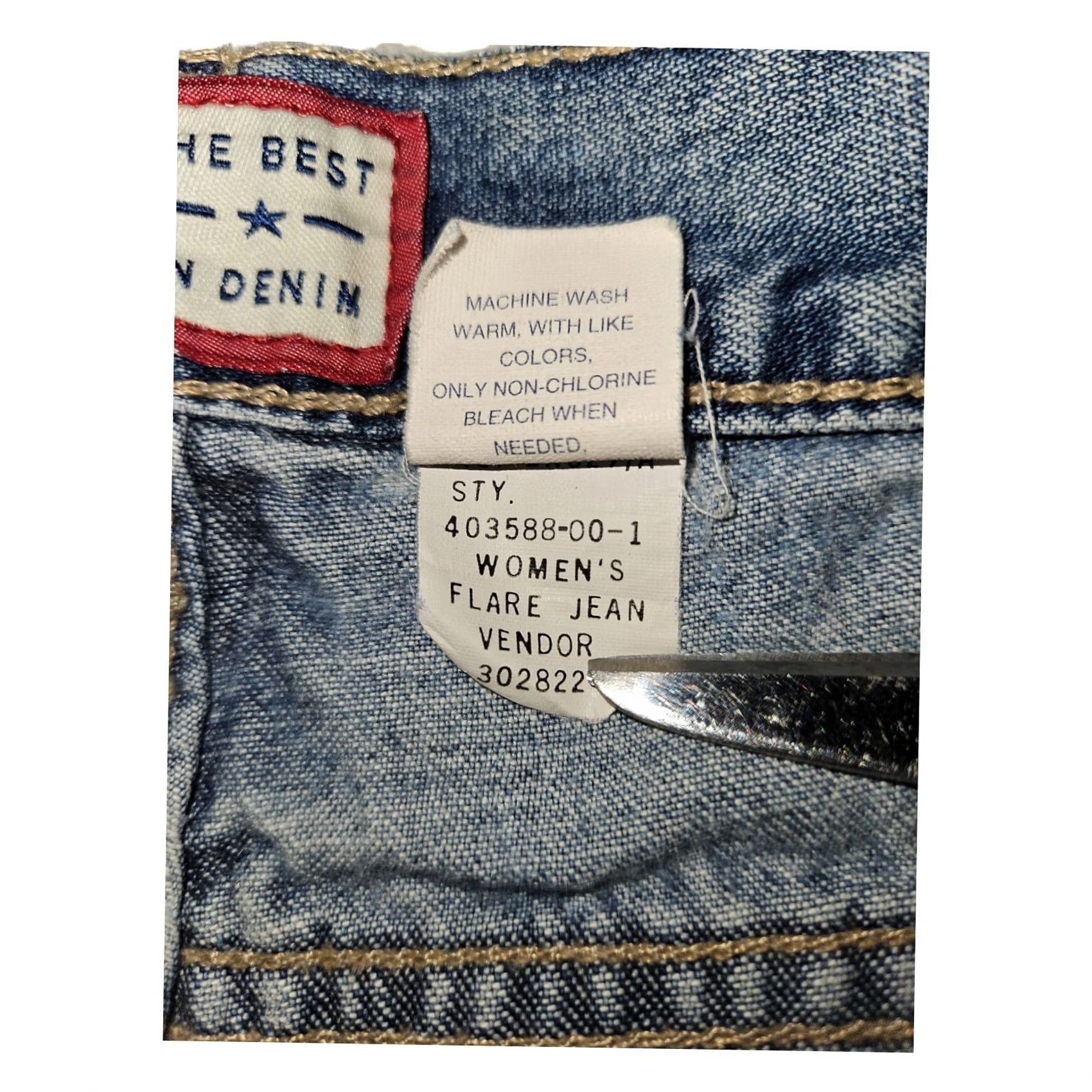 Old Navy VINTAGE Old Navy Jeans Flared 14 Regular Women Blue Denim Cotton 90s Hippie Retro Pockets Size 36" / US 14 / IT 50 - 3 Thumbnail