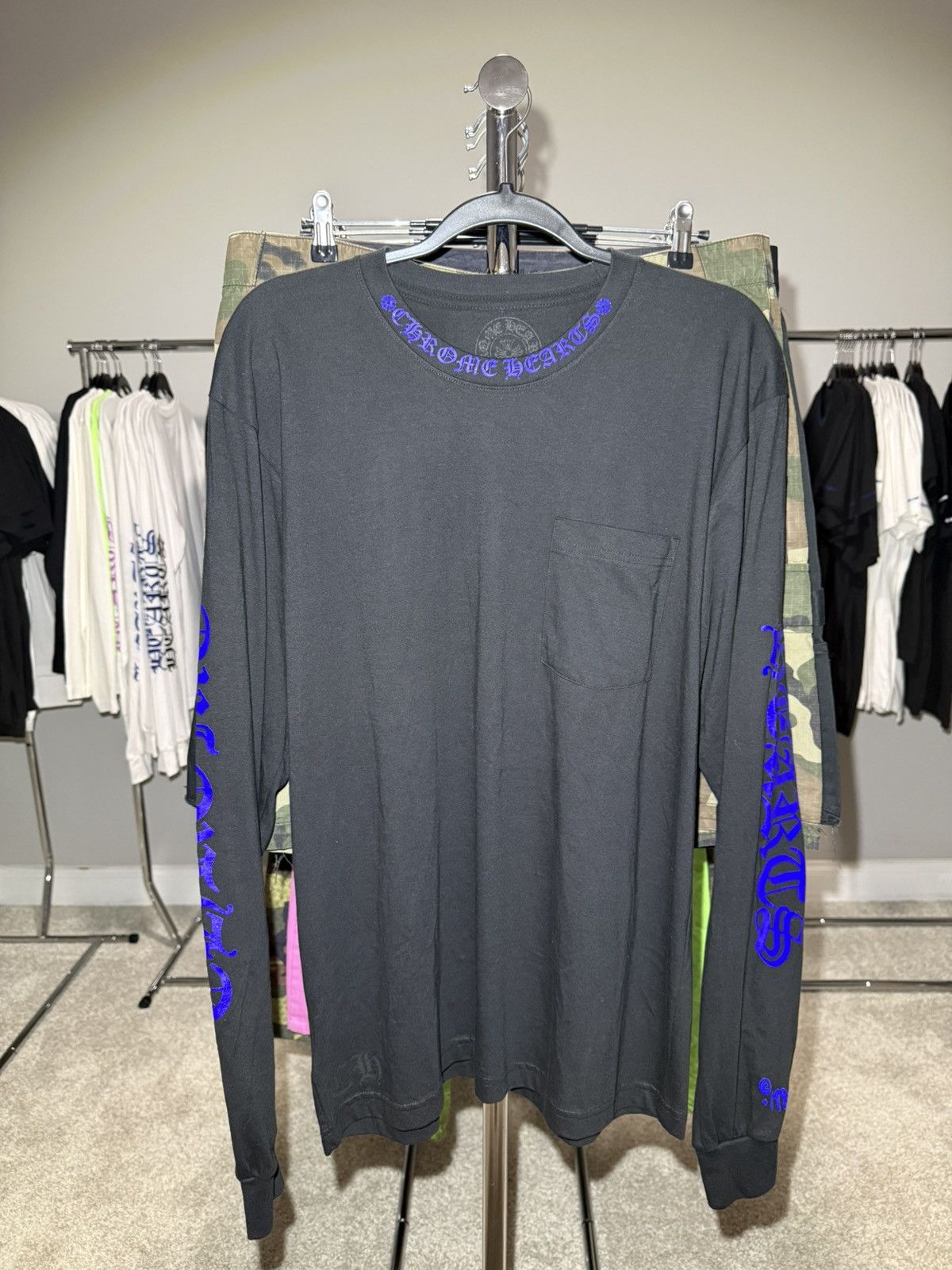 Chrome Hearts 1988 Black Blue Neck Logo Longsleeve