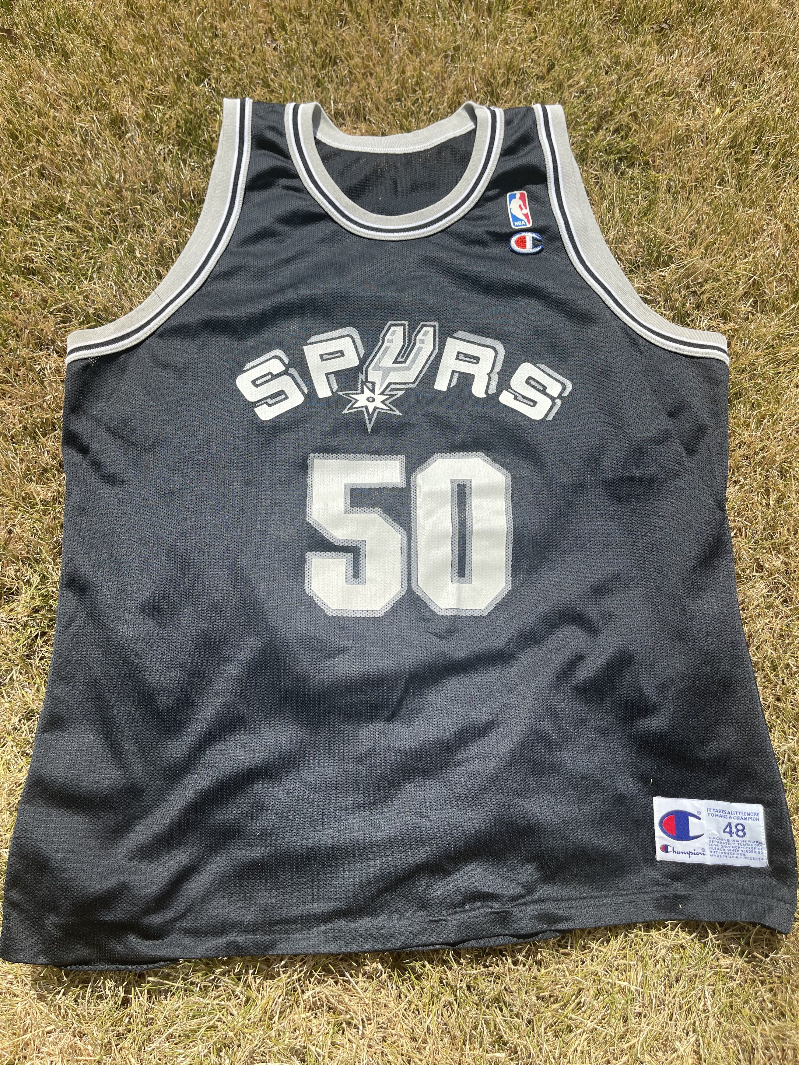 image of 1990's San Antonio Spurs David Robinson Nba Champion Jersey in Black, Men's (Size Large)