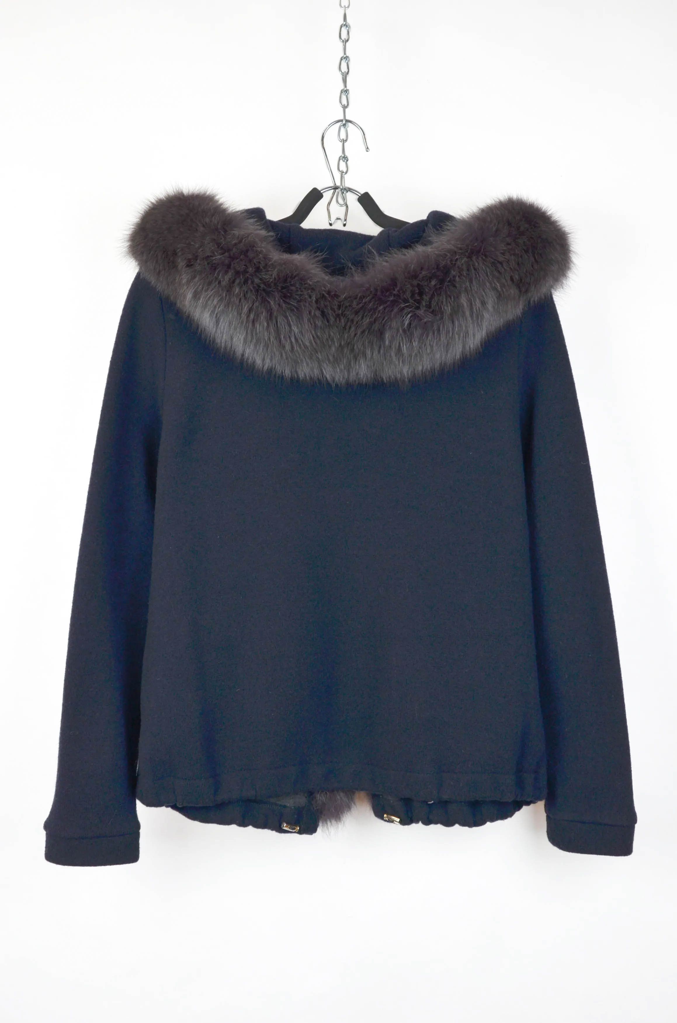 Woolrich Woolen Mills Woolrich Wool Hooded Jacket with Real Fur Trim – Navy XS Size XS / US 0-2 / IT 36-38 - 2 Thumbnail