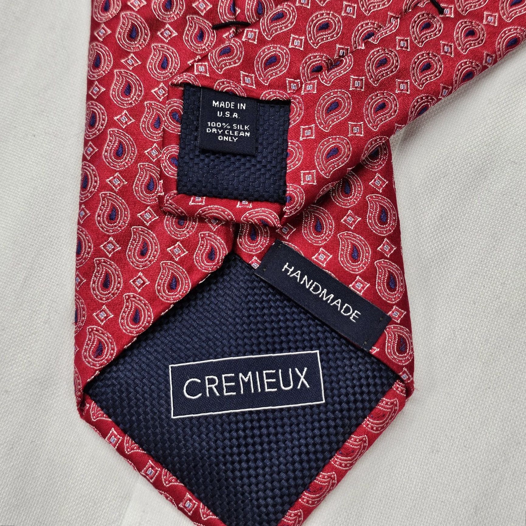 Cremieux Cremieux Tie Mens 59 3/4" X 3 3/4" Red Paisley Silk Classic Colorful Office Wear USA Size ONE SIZE - 6 Thumbnail
