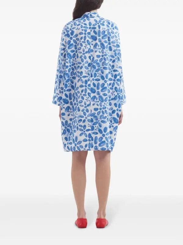 Marni o1w1db11125 Floral-Print Shirt Dress in Blue Size L / US 10 / IT 46 - 4 Thumbnail