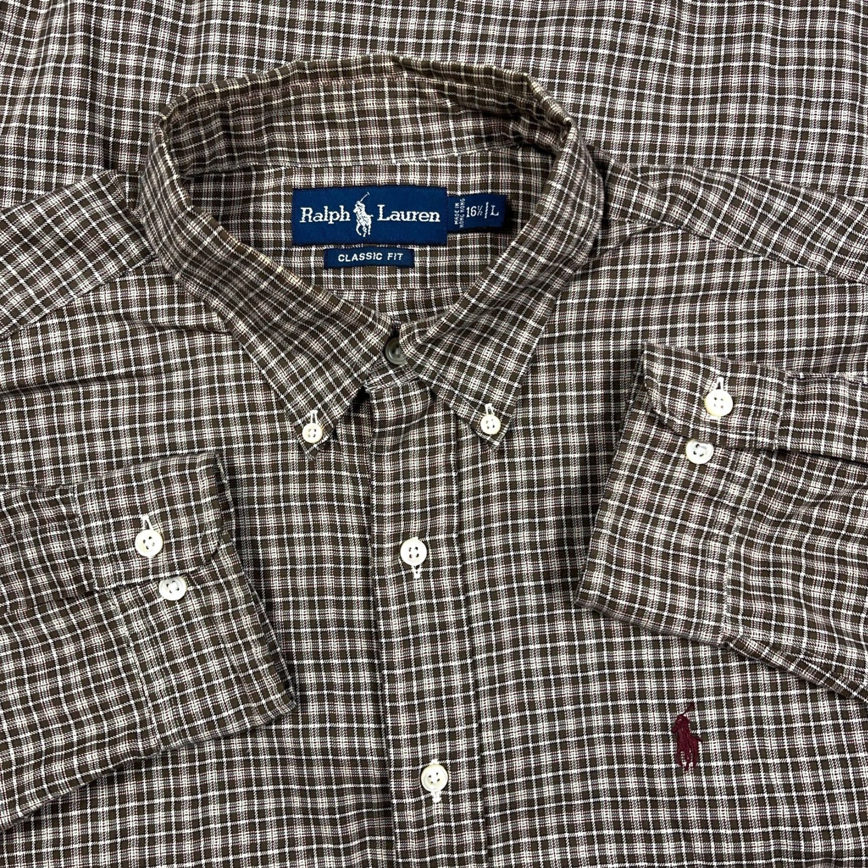 Ralph Lauren Ralph Lauren Shirt Men Large Brown Plaid Button-Up Classic Fit Flannel Adult Regular Size Size US L / EU 52-54 / 3 - 2 Thumbnail