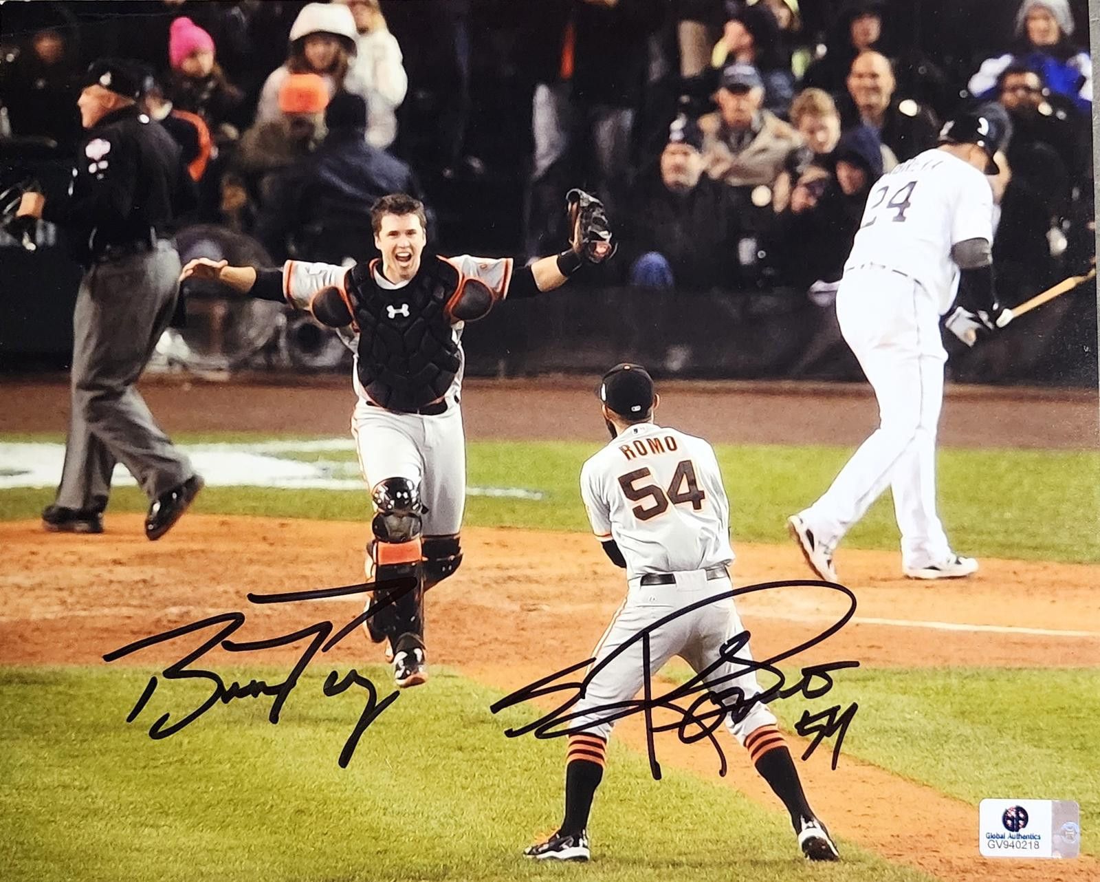 Unknown London Buster Posey & Sergio Romo Signed Giants World Series 8x10 Size ONE SIZE - 1 Thumbnail