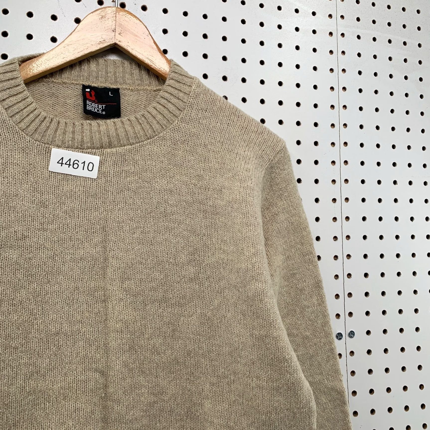 Vintage Vintage Robert Bruce Wool Sweater Mens Large Beige Knit Grandpa Core Pullover Size US L / EU 52-54 / 3 - 5 Thumbnail