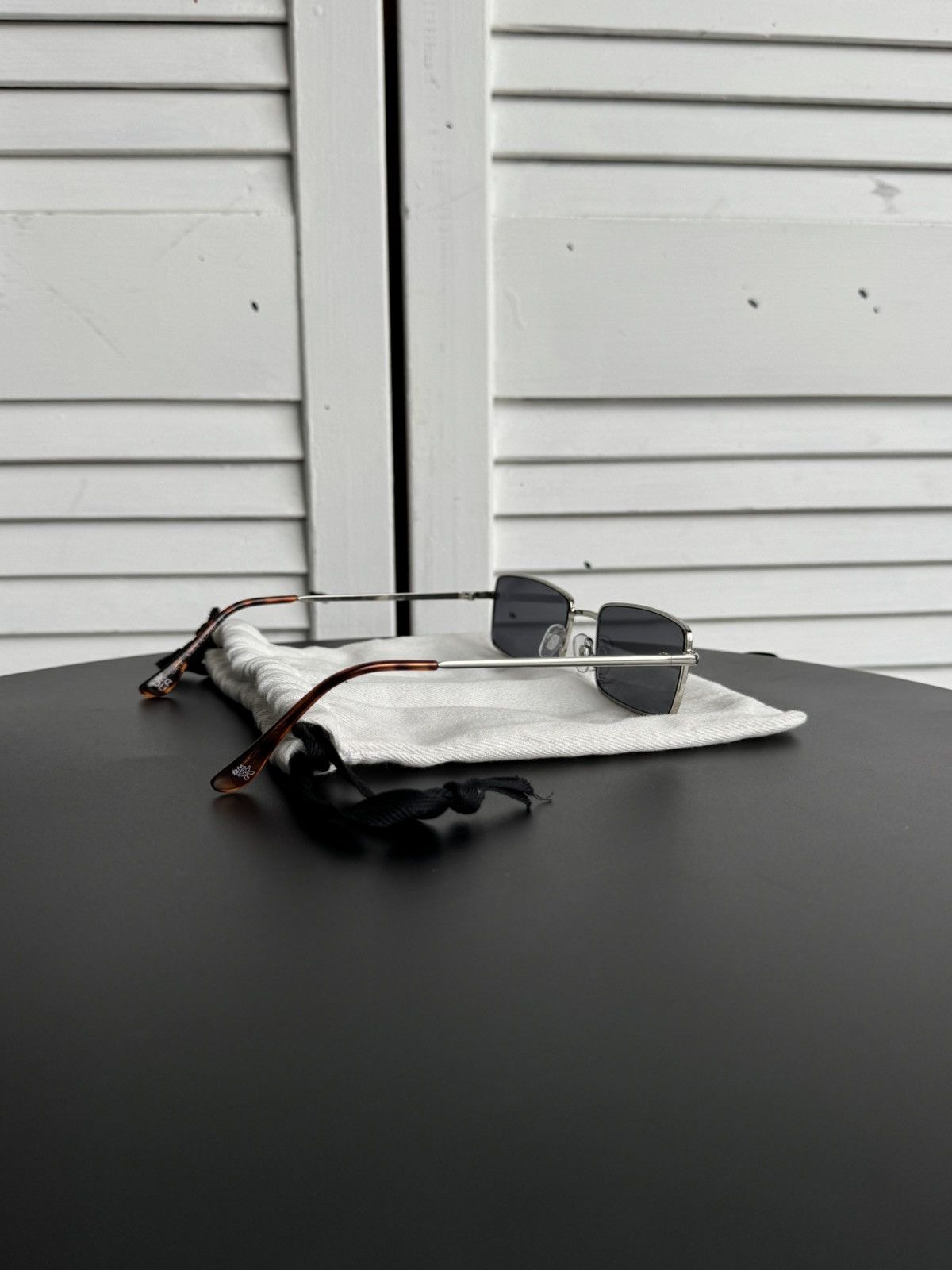 Vintage Vintage Y2K Rectangular Narrow Metal Sunglasses Silver Frame Size ONE SIZE - 11 Thumbnail