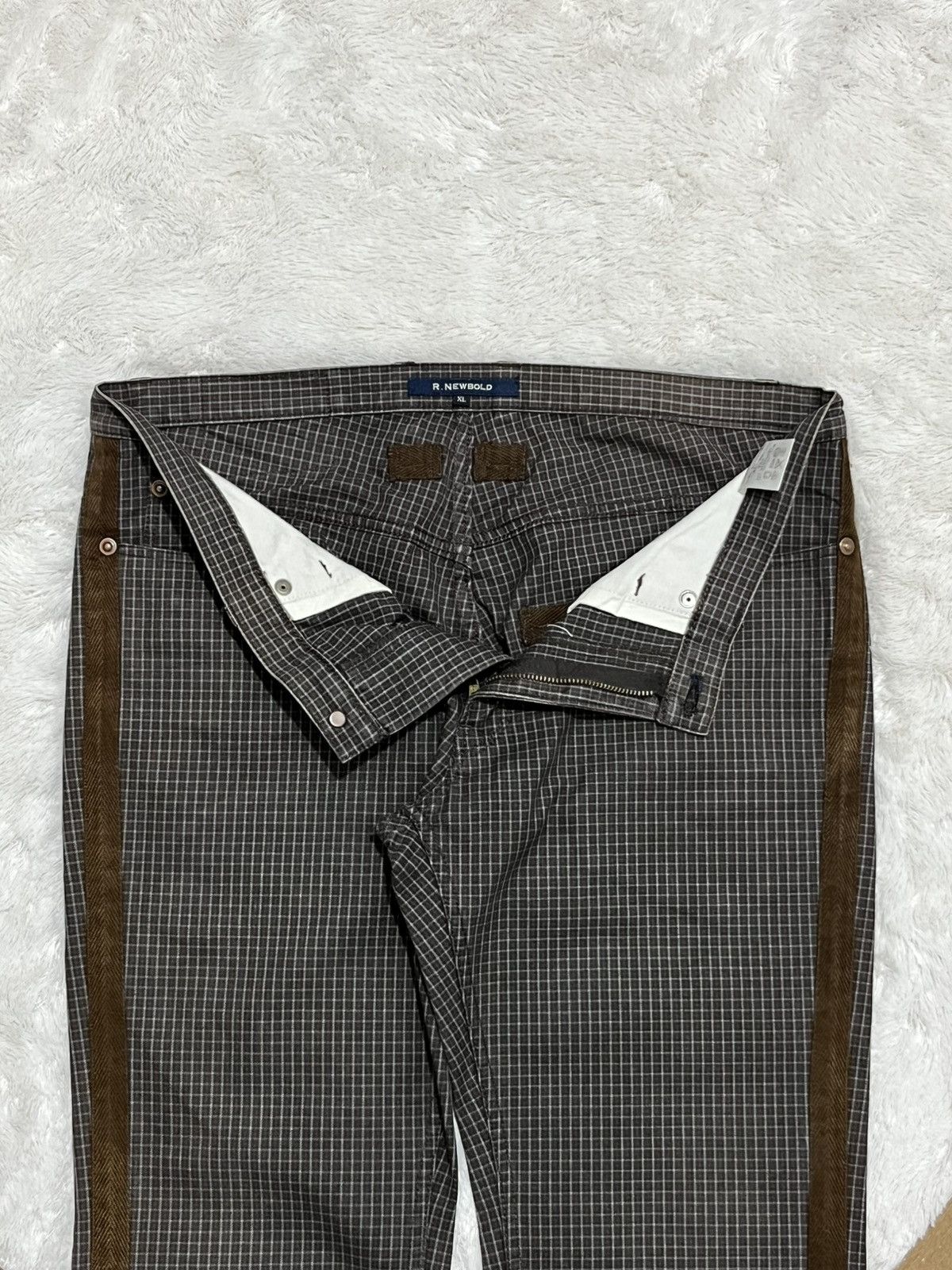 Other R Newbold Plaid Side Stripe Pants Brown Size 33 Rare Size US 33 - 3 Thumbnail