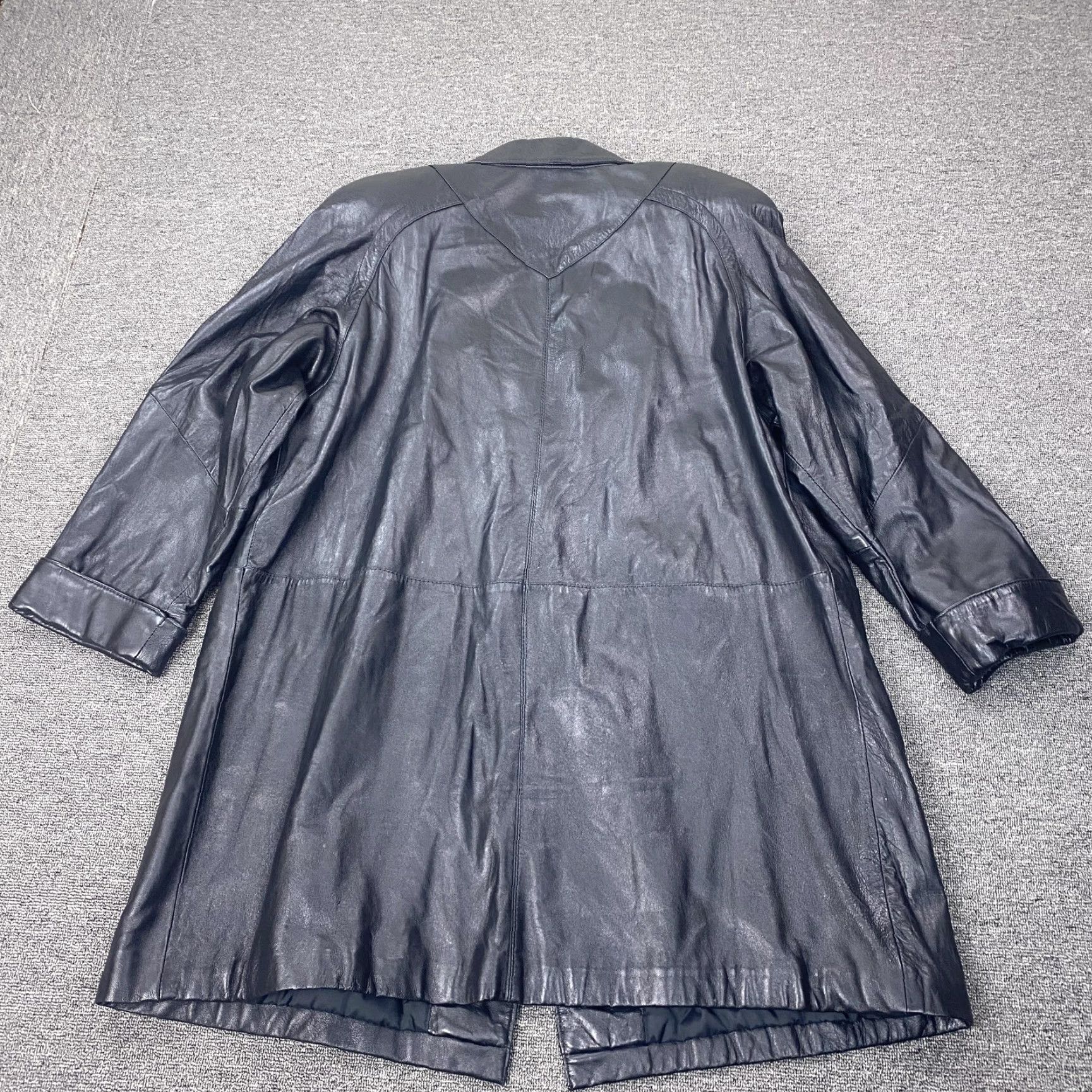 Vintage VINTAGE Avanti Leather Coat Womens Large Black Long Overcoat 80s Shoulder Pads Size L / US 10 / IT 46 - 7 Thumbnail