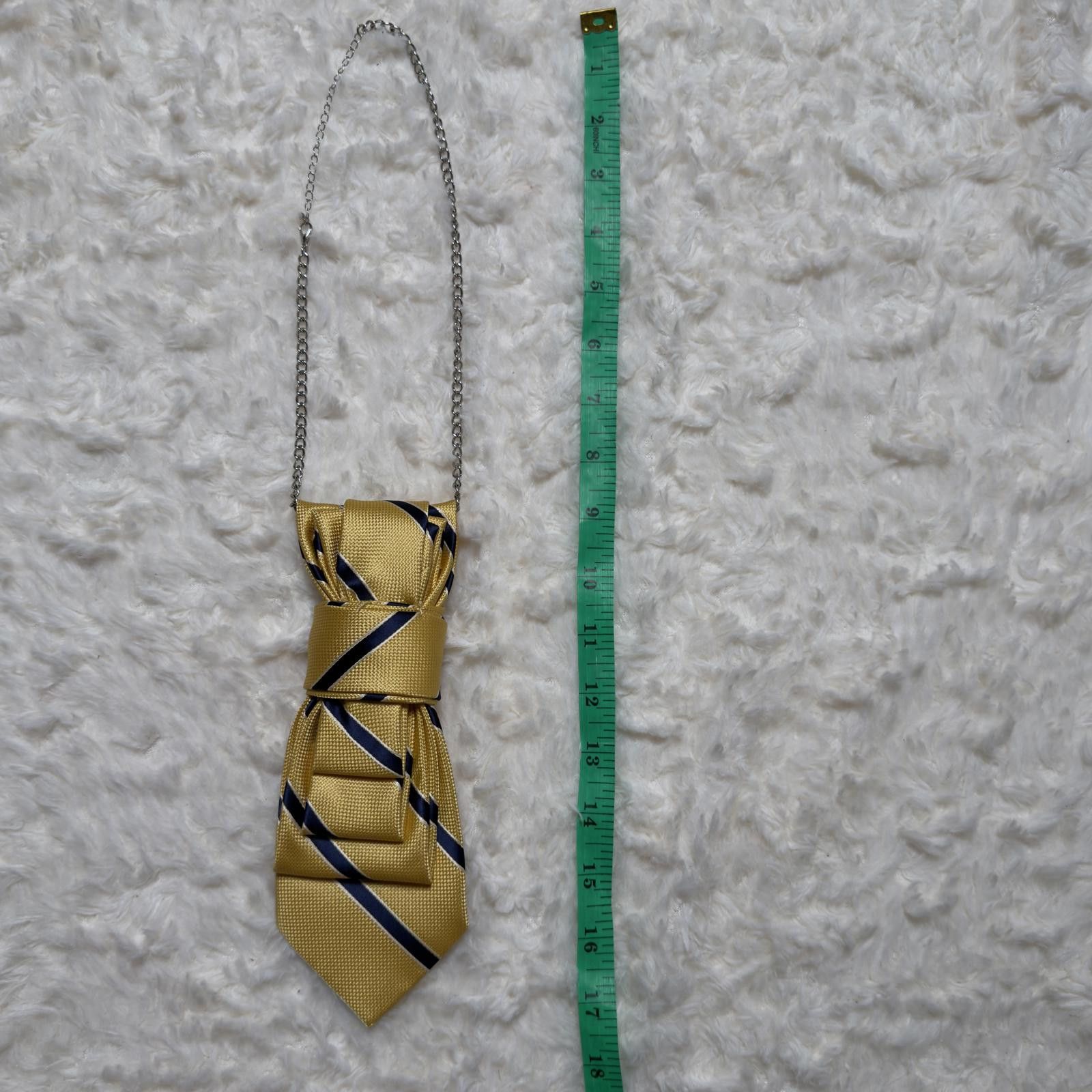 The Unbranded Brand Yellow Blue Striped Mini Necktie Necklace Chain Y2K Tie Size ONE SIZE - 2 Thumbnail
