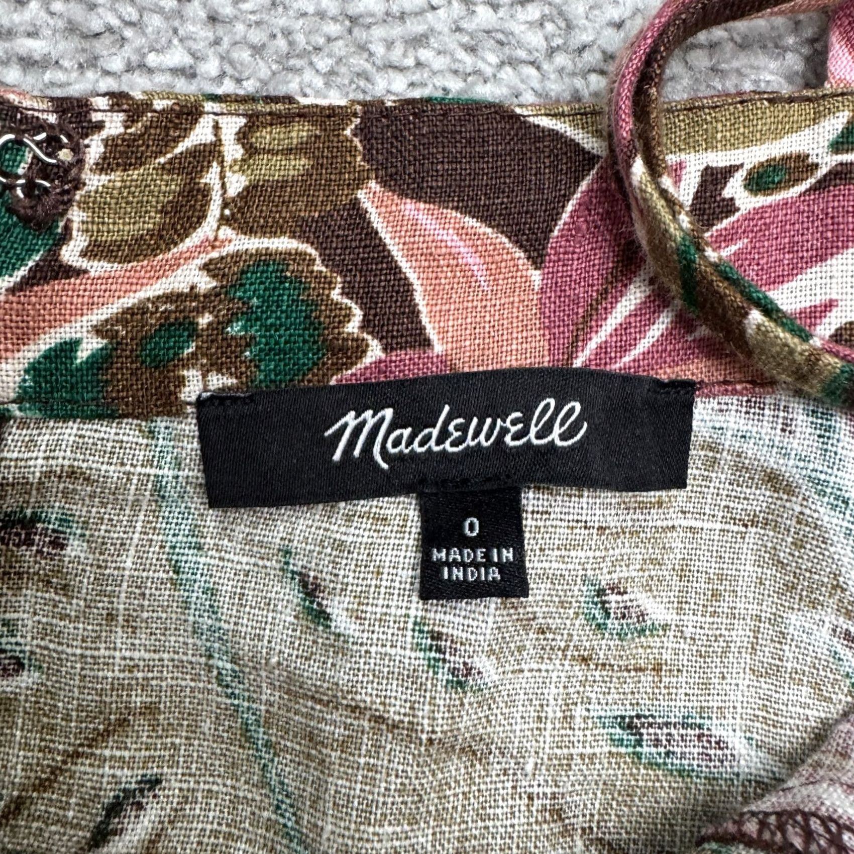 Madewell VINTAGE Madewell Goldie Linen Brushtroke Monstera Summer Mini Sun Dress Womens 0 Summer Size XS / US 0-2 / IT 36-38 - 7 Thumbnail