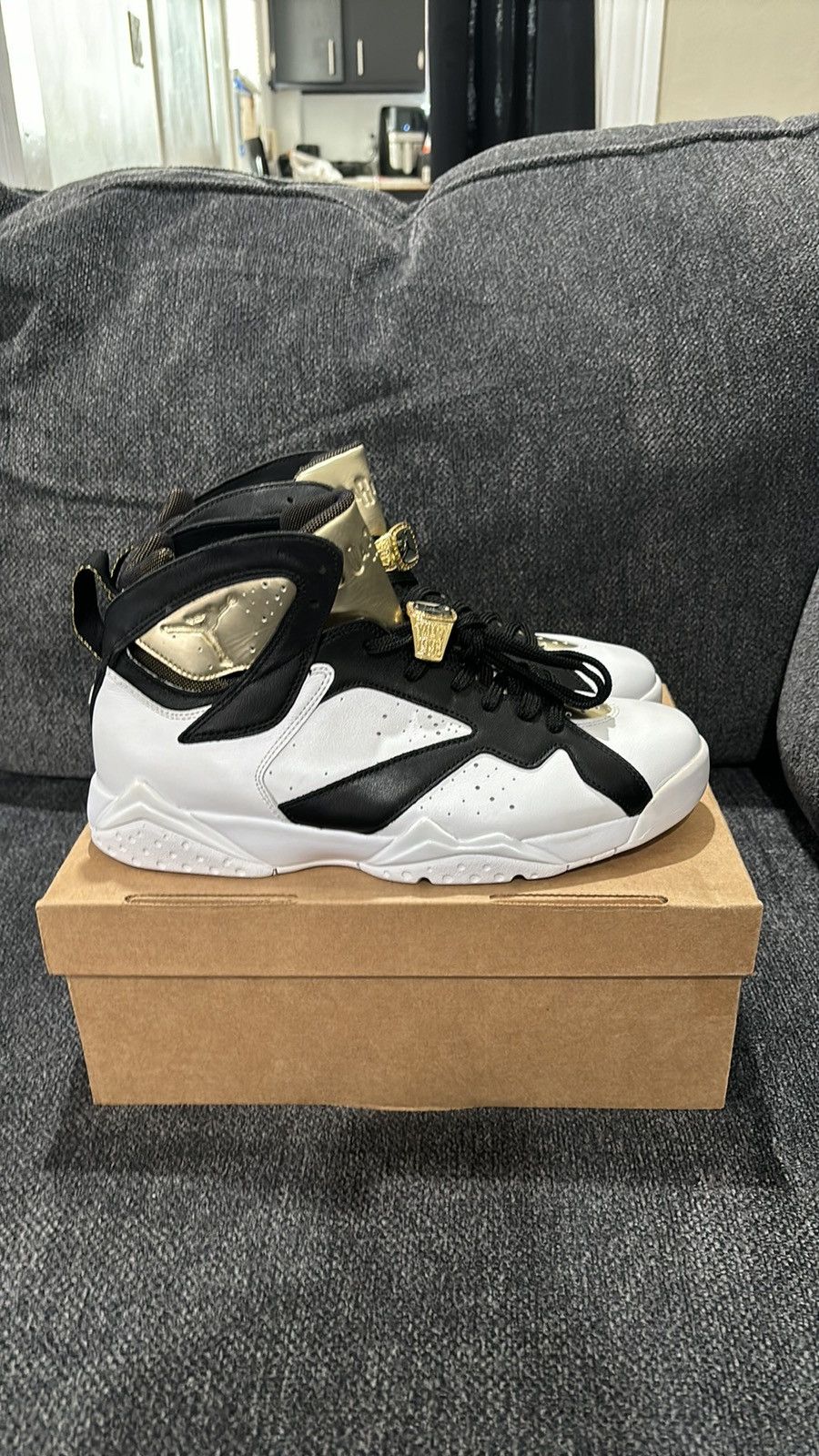 image of Air Jordan 7 Champagne Shoes in White, Men's (Size 10)