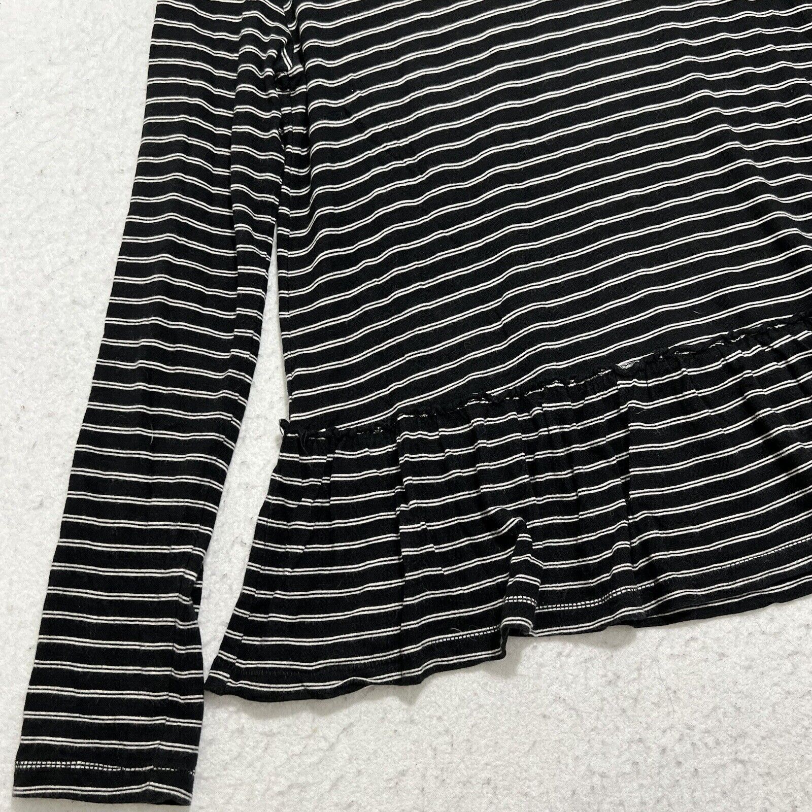 Nordstrom Caslon Women's Medium Babydoll Long Sleeve Black + White Top Size M / US 6-8 / IT 42-44 - 5 Thumbnail